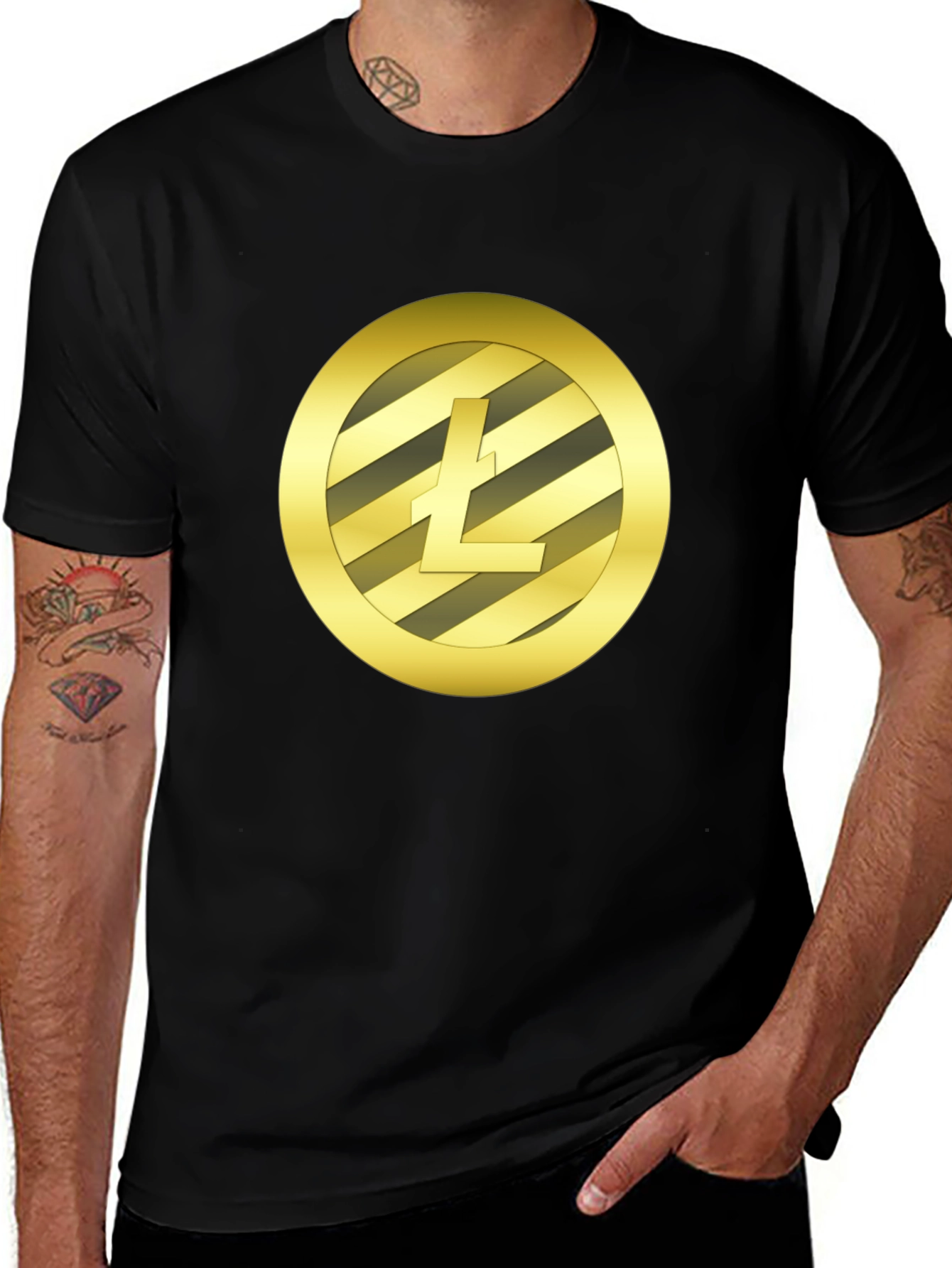 Litecoin Crypto Logo Black T-Shirt