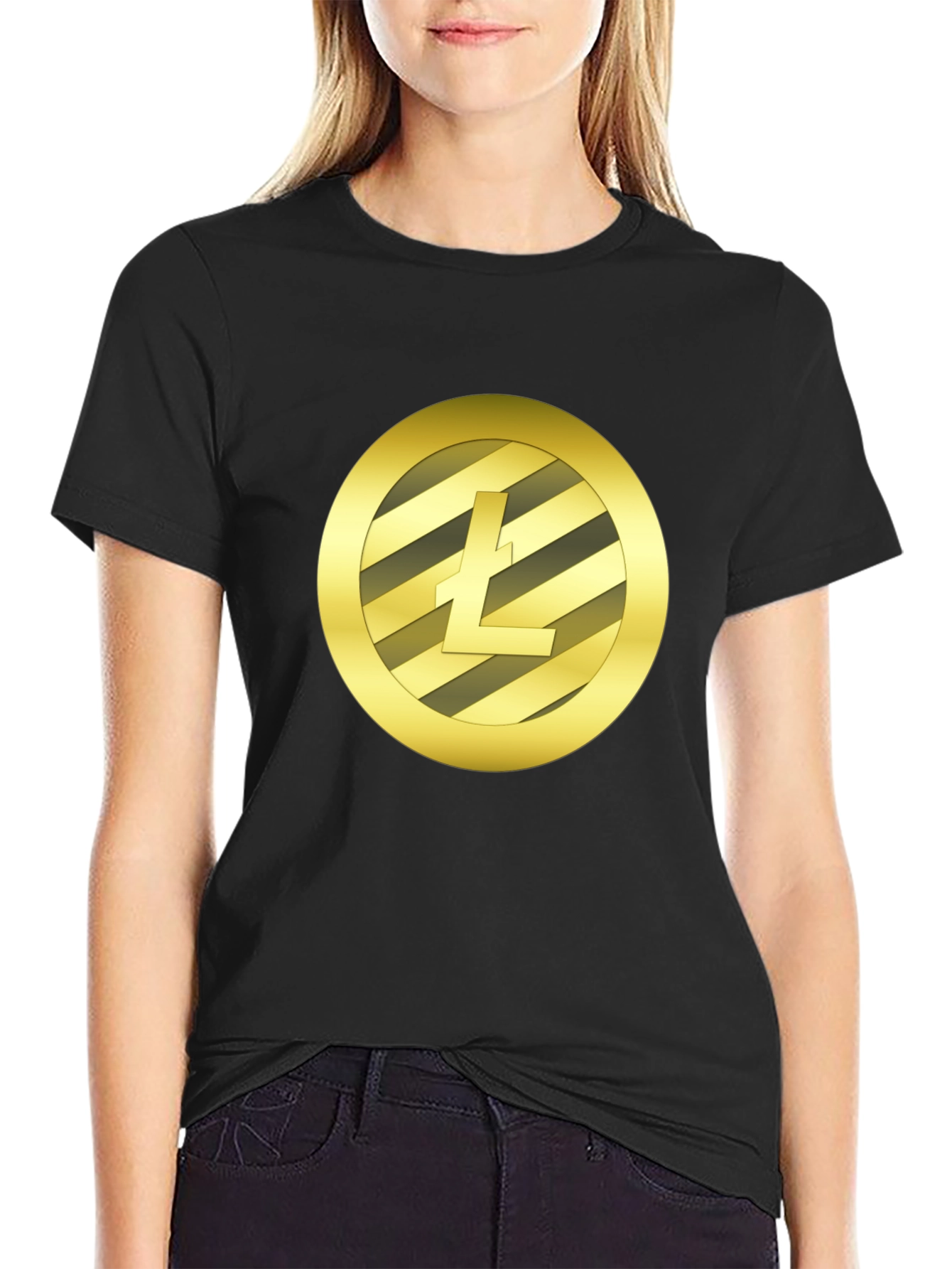 Litecoin Crypto Logo Black T-Shirt