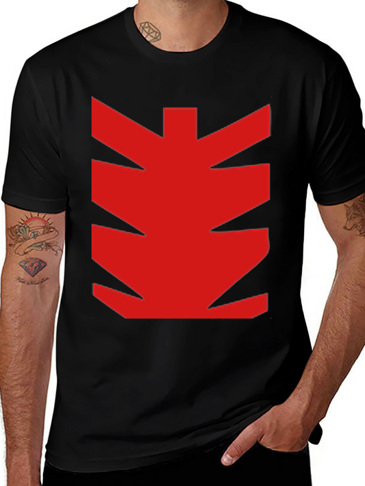 Bold Red Graphic Print Black T-Shirt