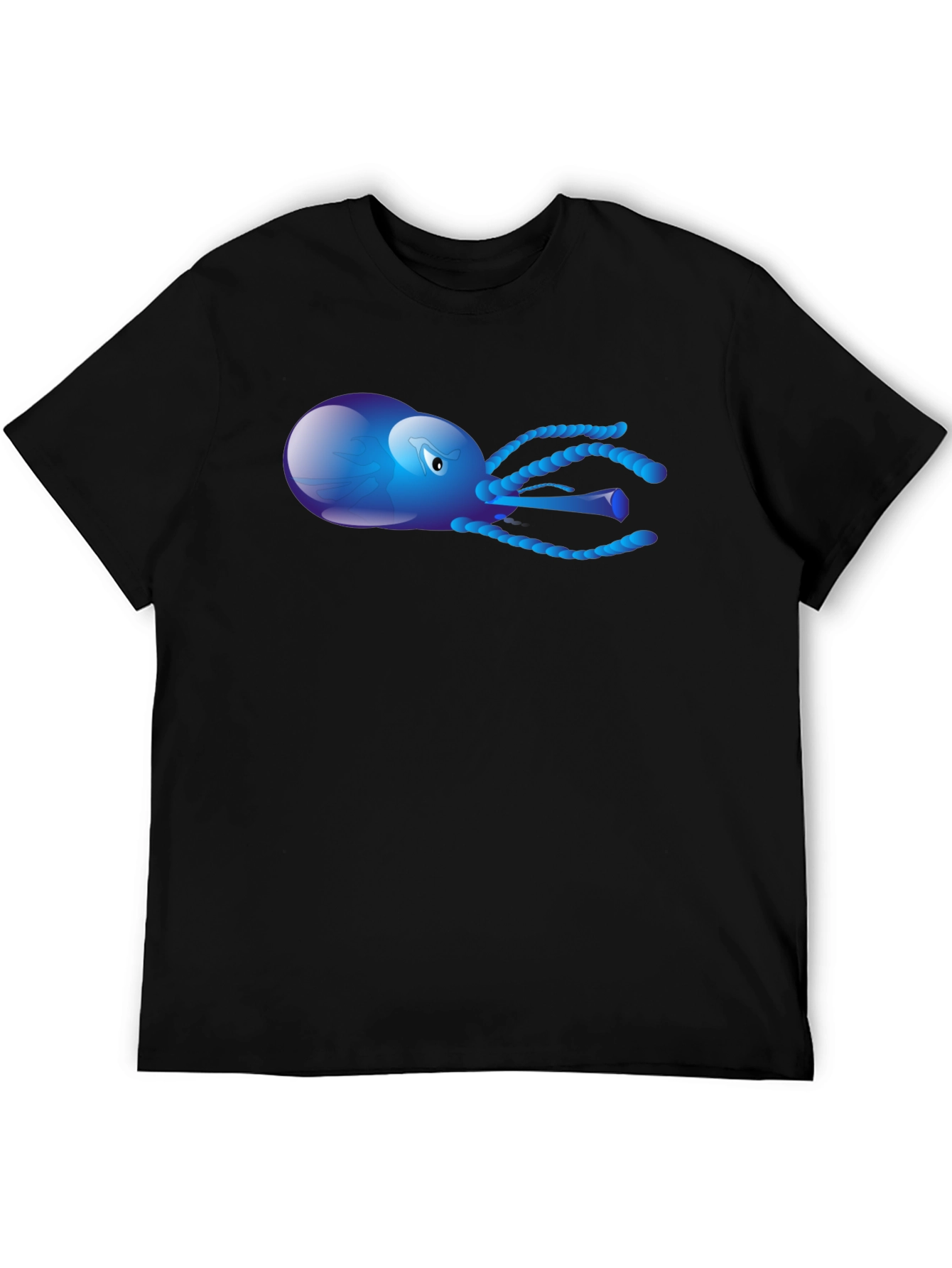 Blue Octopus Graphic Tee - Mens Black T-Shirt