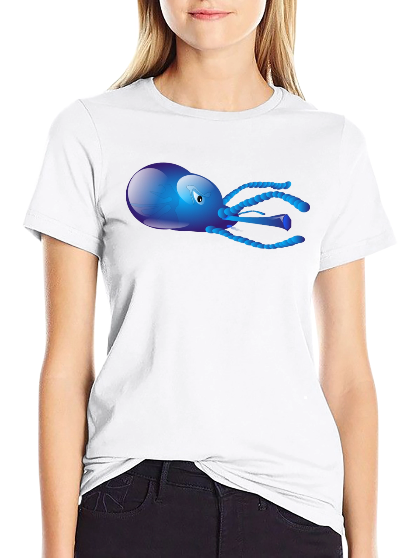 Blue Octopus Graphic Tee - Mens Black T-Shirt