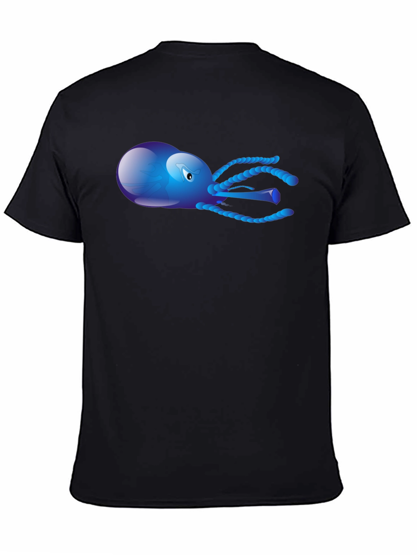 Blue Octopus Graphic Tee - Mens Black T-Shirt