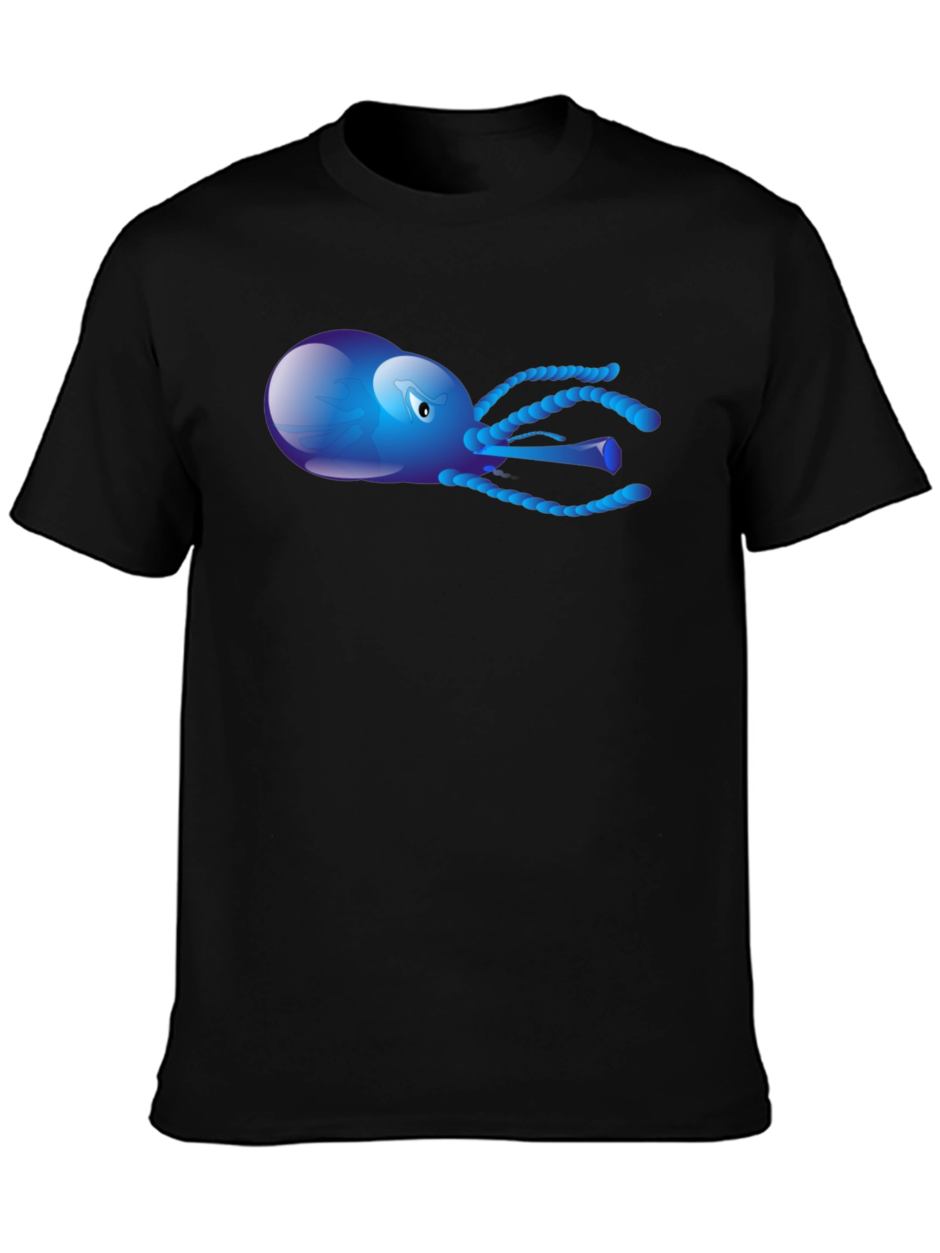 Blue Octopus Graphic Tee - Mens Black T-Shirt