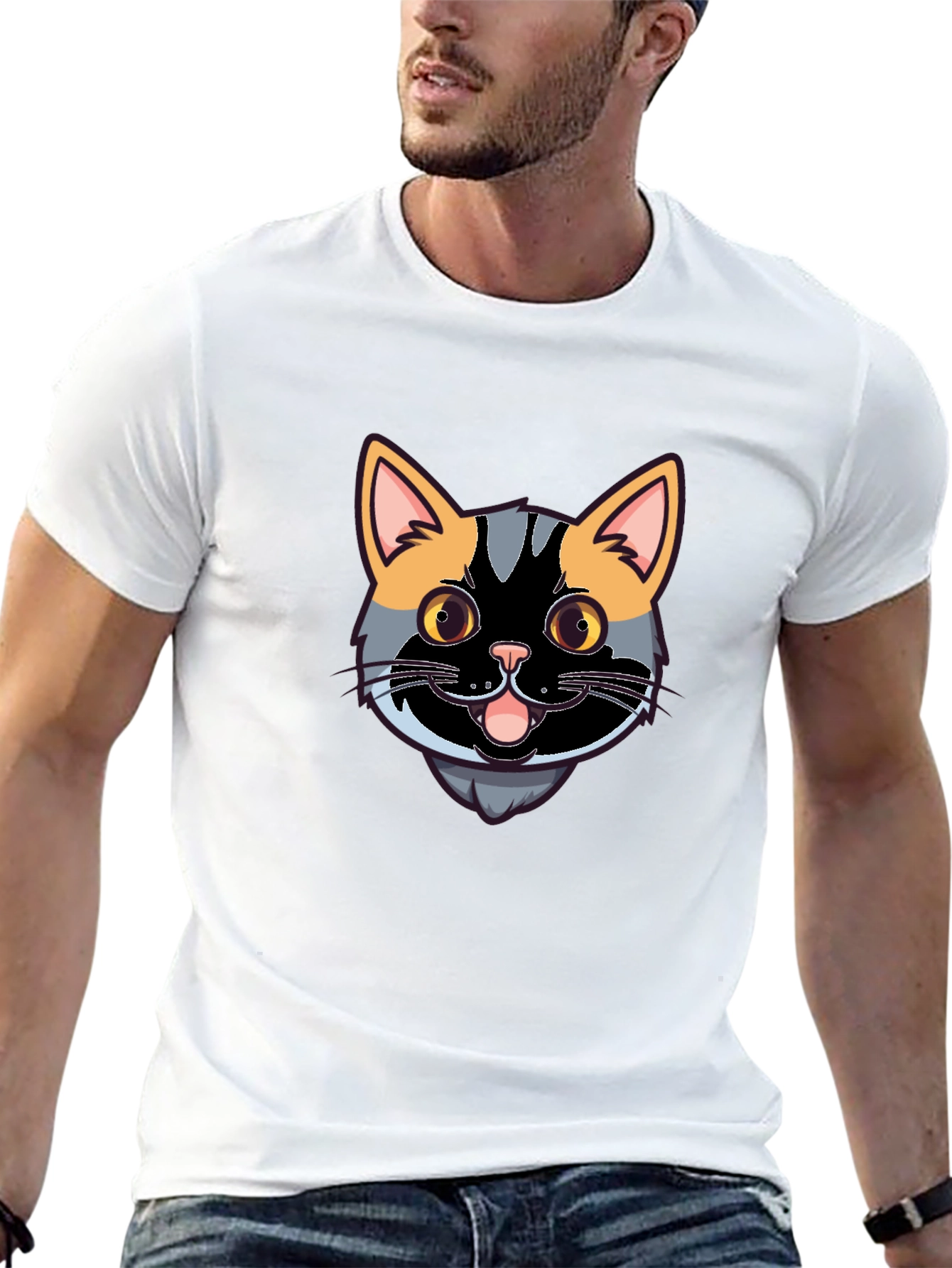 Cool Cat Graphic Tee - Black Casual Shirt