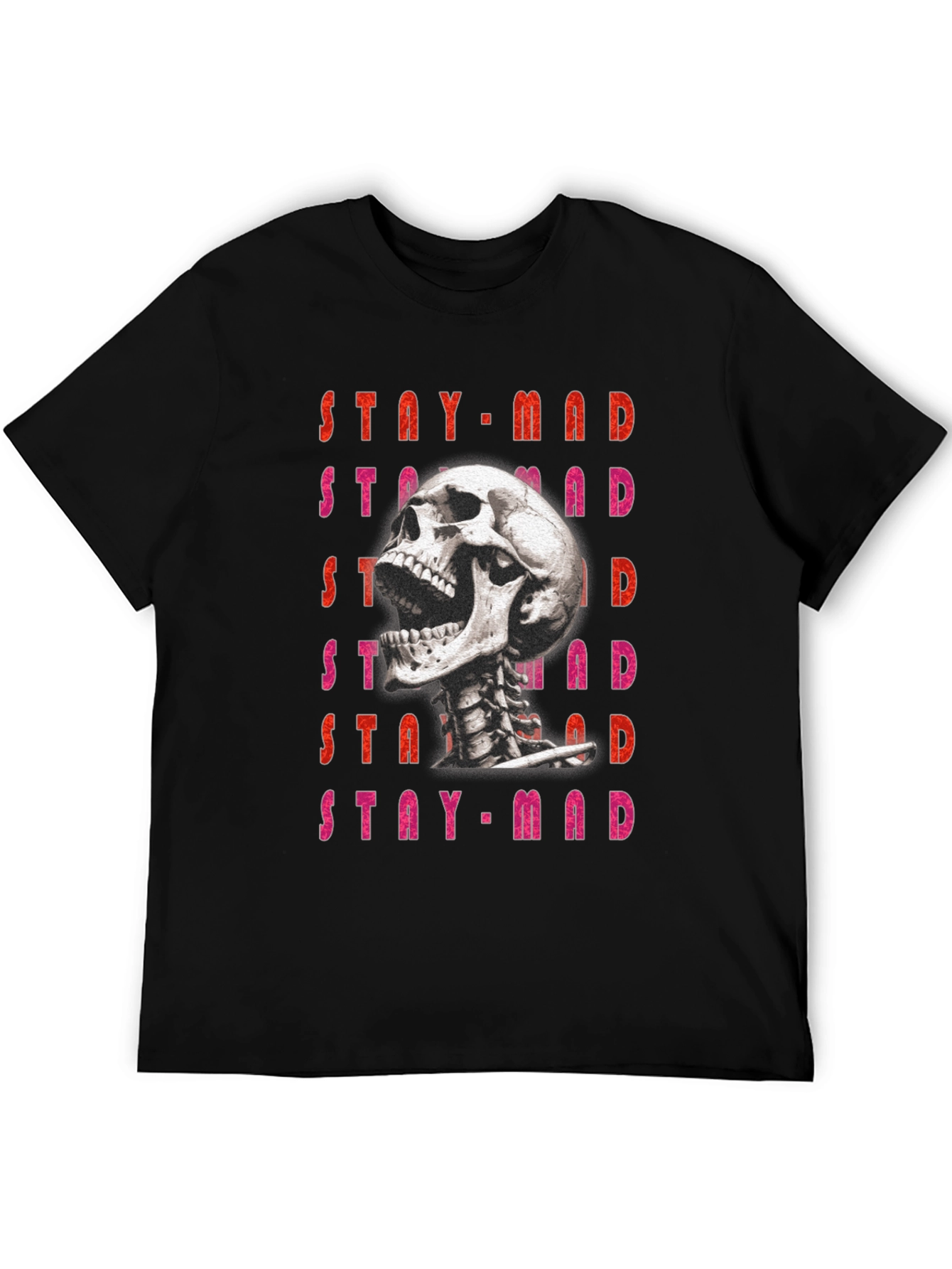Stay Mad Skull Graphic Tee - Black Cotton T-Shirt