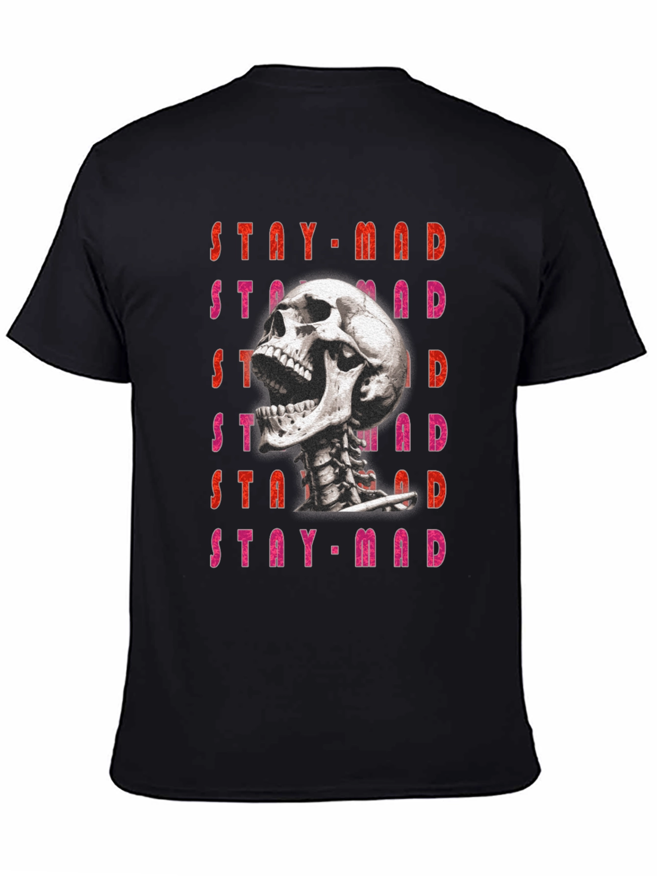 Stay Mad Skull Graphic Tee - Black Cotton T-Shirt