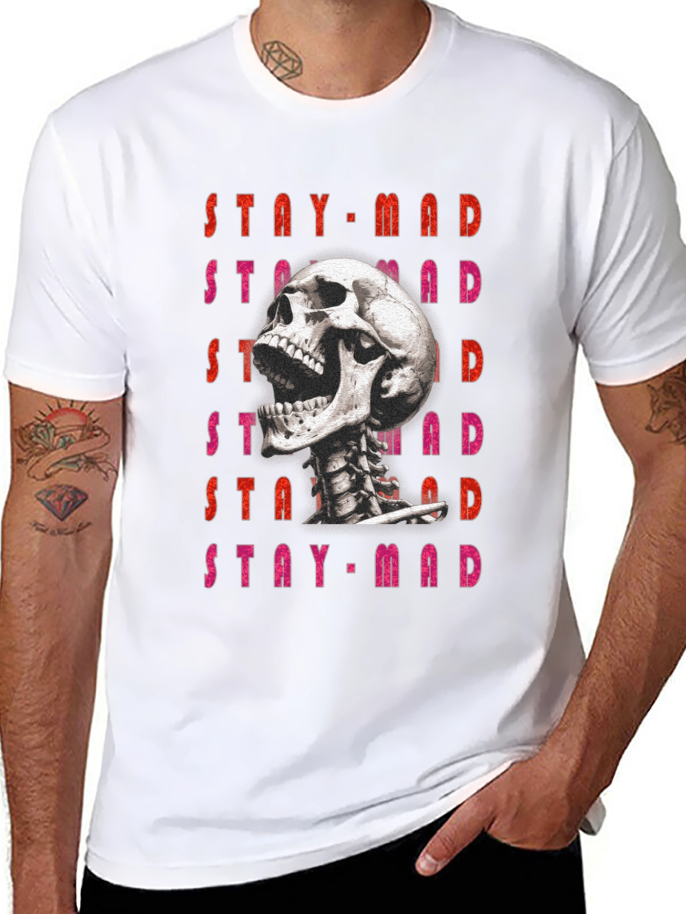 Stay Mad Skull Graphic Tee - Black Cotton T-Shirt