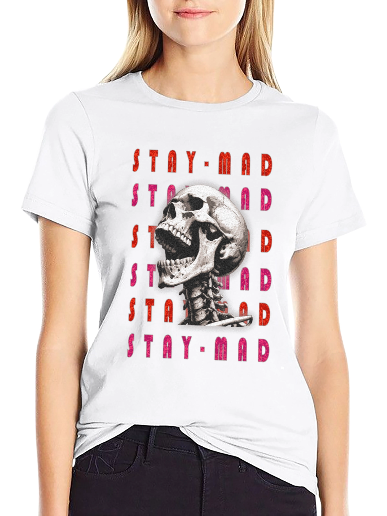 Stay Mad Skull Graphic Tee - Black Cotton T-Shirt