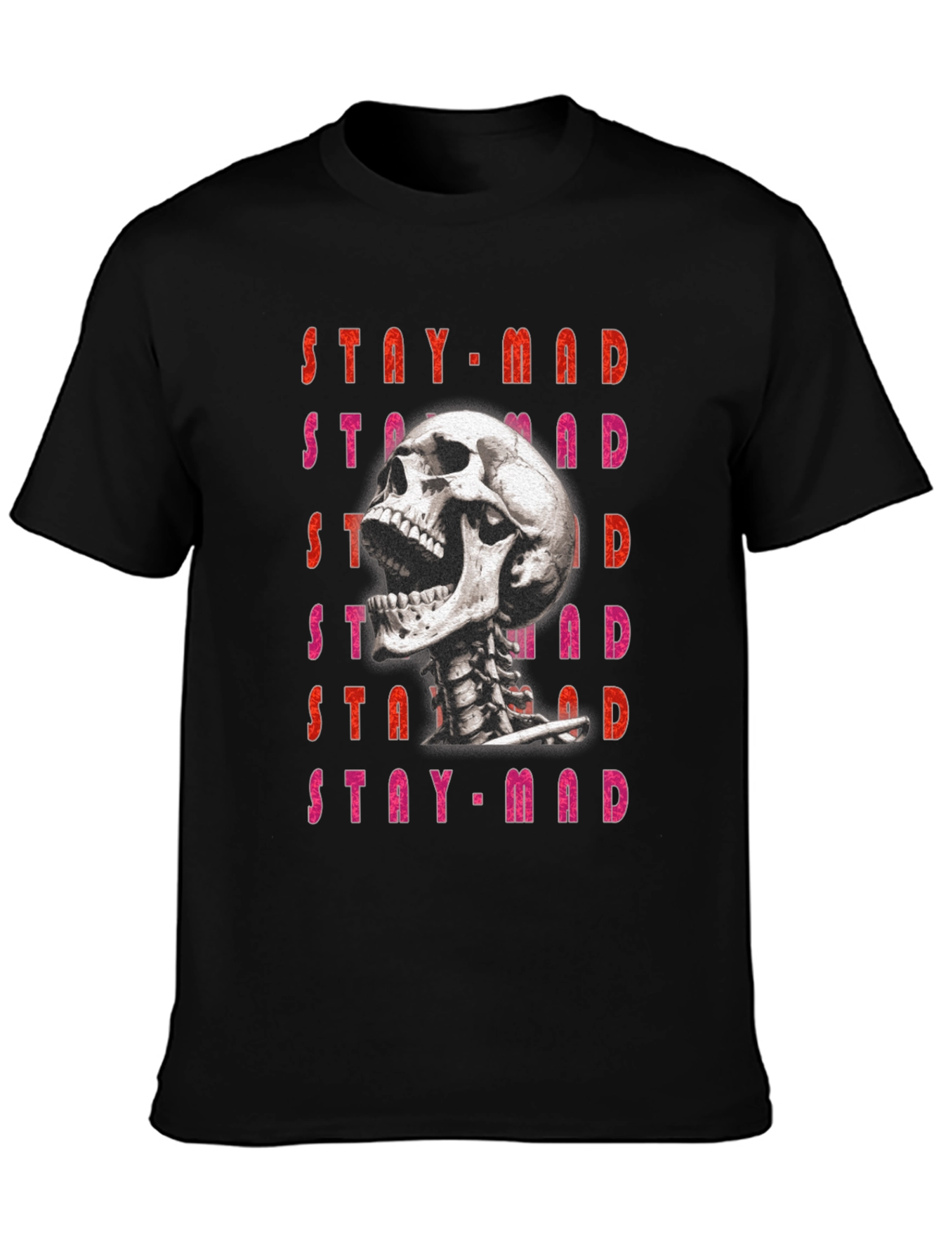 Stay Mad Skull Graphic Tee - Black Cotton T-Shirt