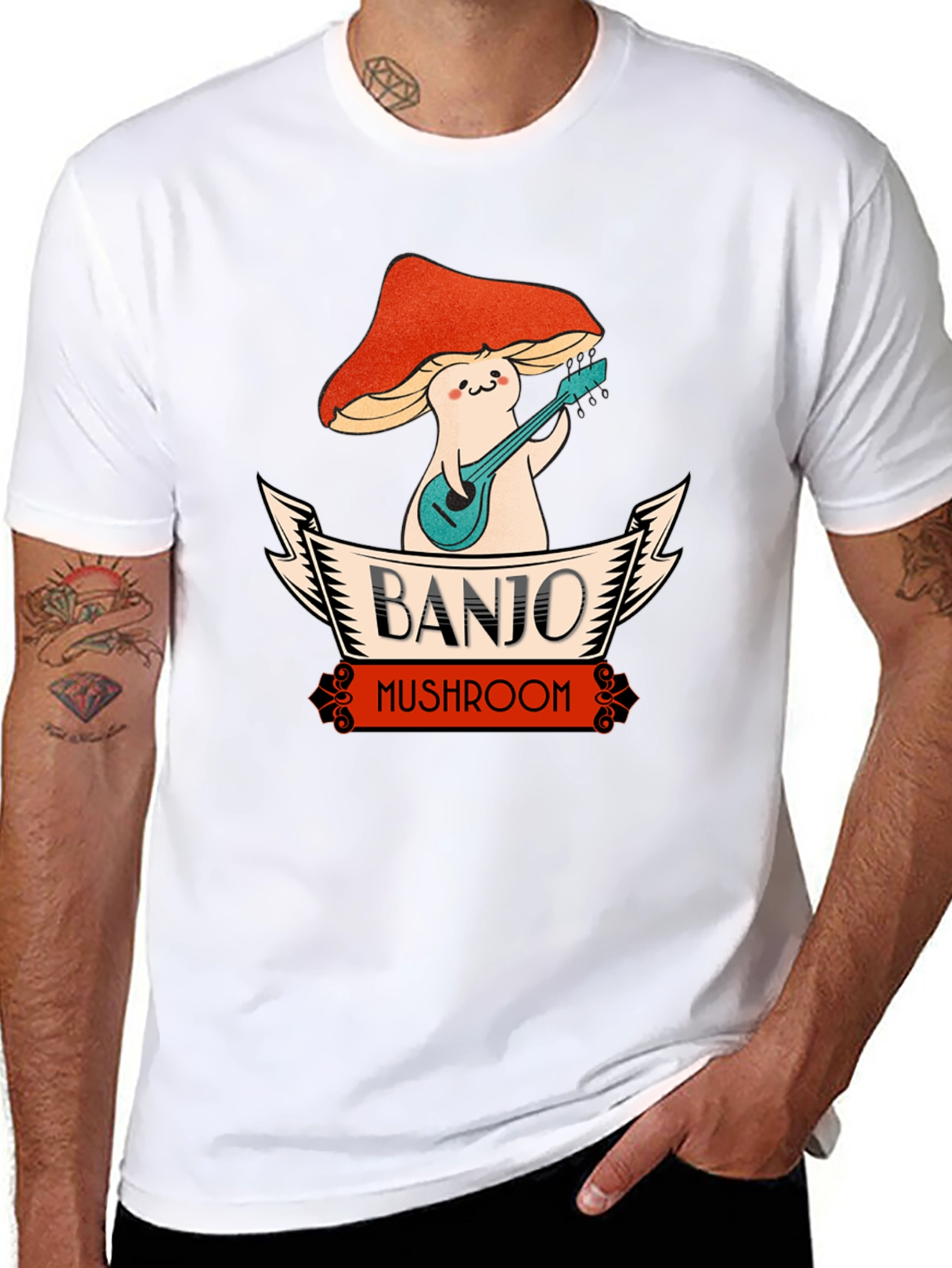 Banjo Mushroom Graphic T-Shirt