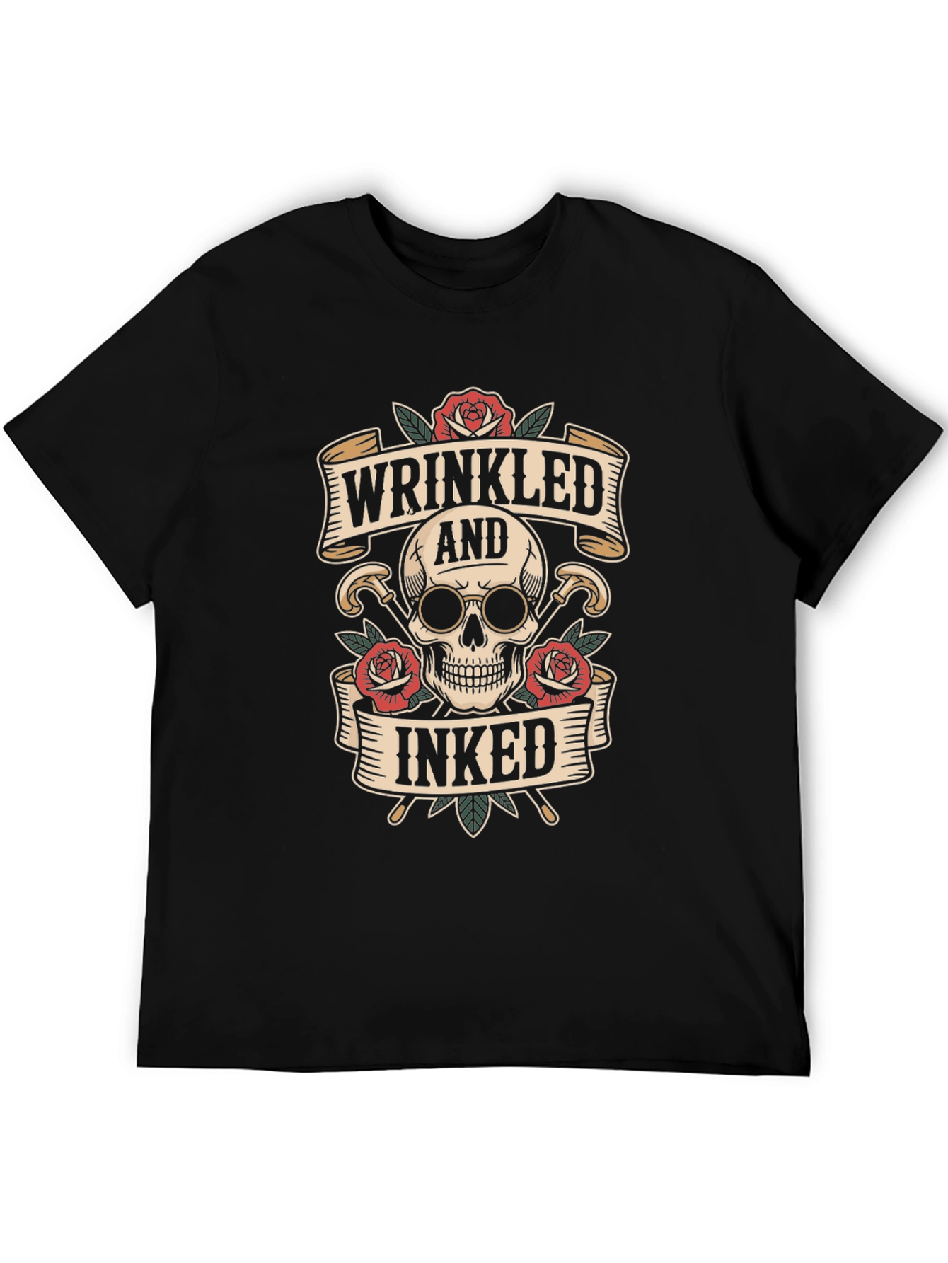 Wrinkled & Inked Skull T-Shirt