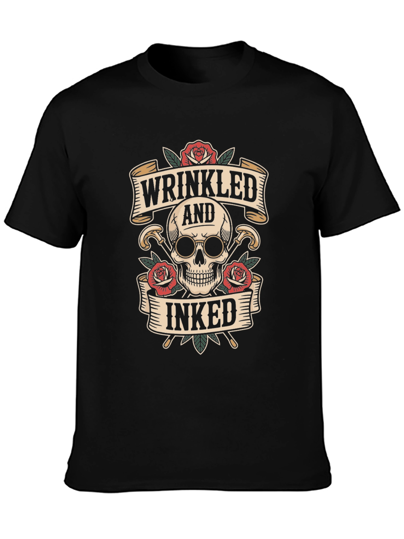 Wrinkled & Inked Skull T-Shirt