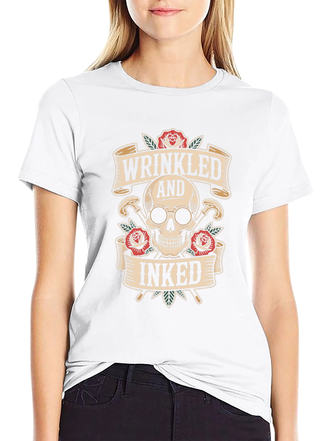 Wrinkled & Inked Skull T-Shirt