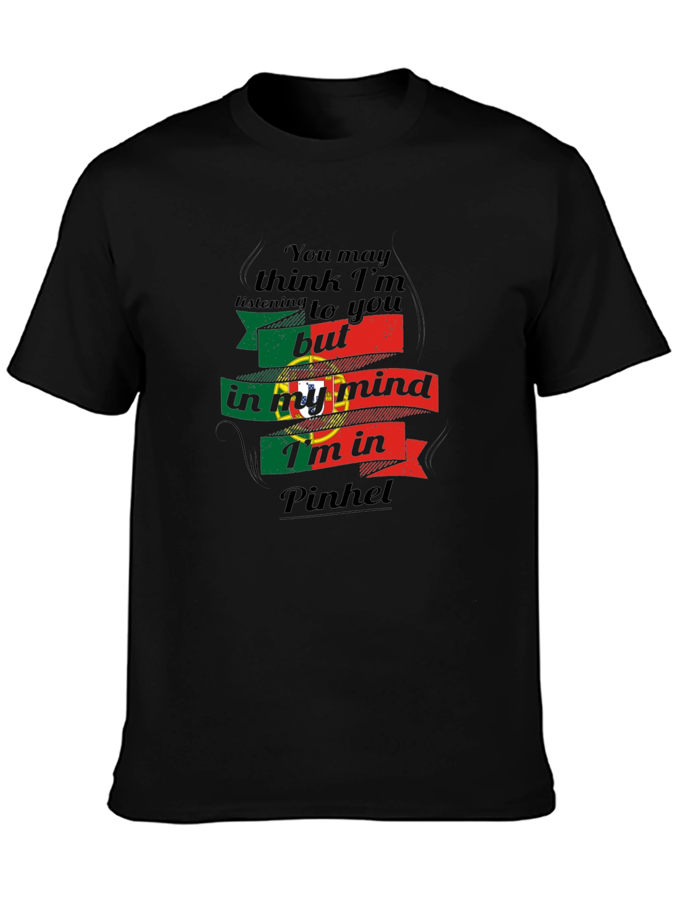 Pinhel Portugal Mind T-Shirt - Mens Black Tee