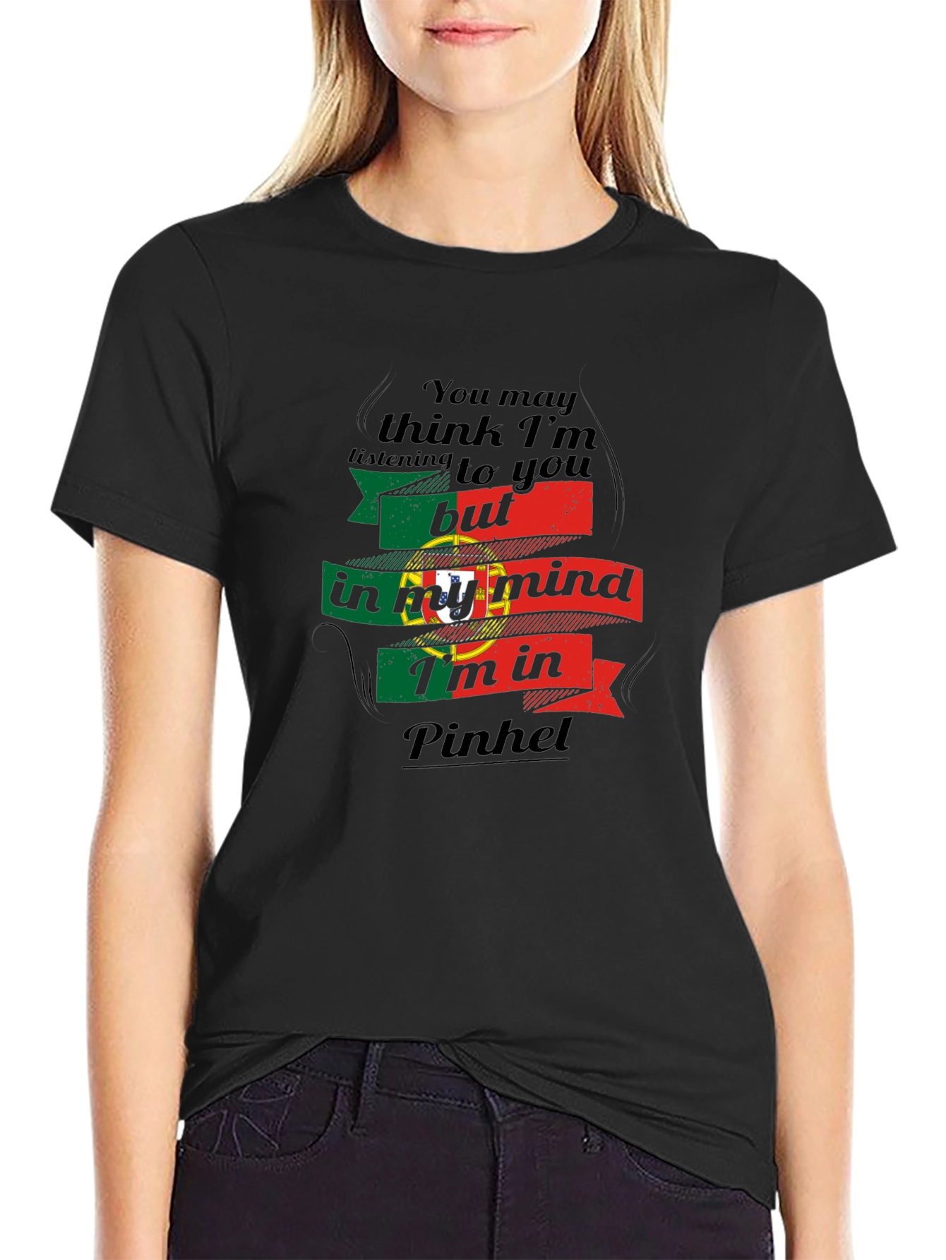 Pinhel Portugal Mind T-Shirt - Mens Black Tee