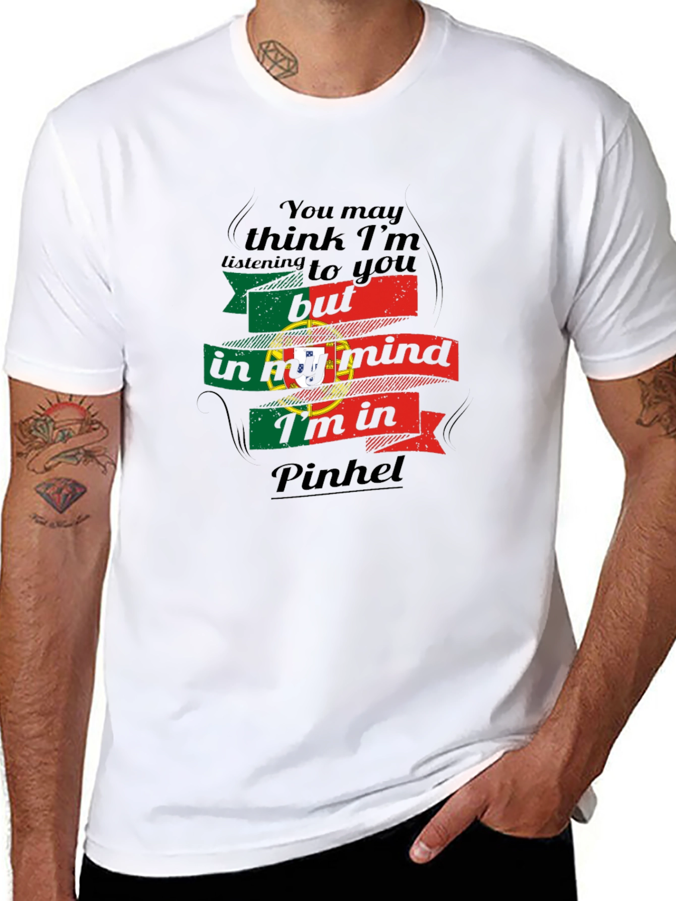 Pinhel Portugal Mind T-Shirt - Mens Black Tee