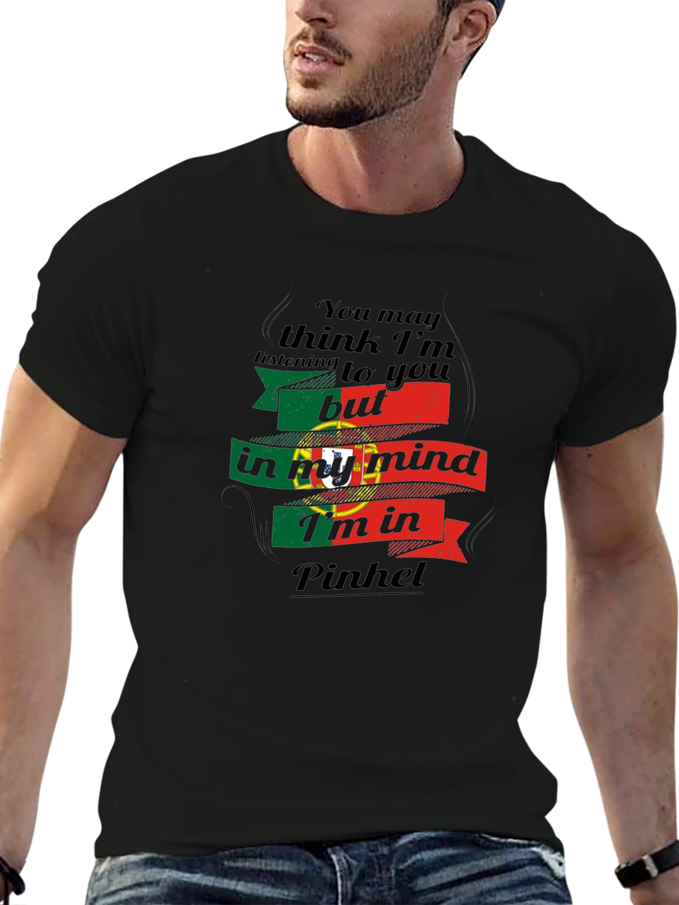 Pinhel Portugal Mind T-Shirt - Mens Black Tee