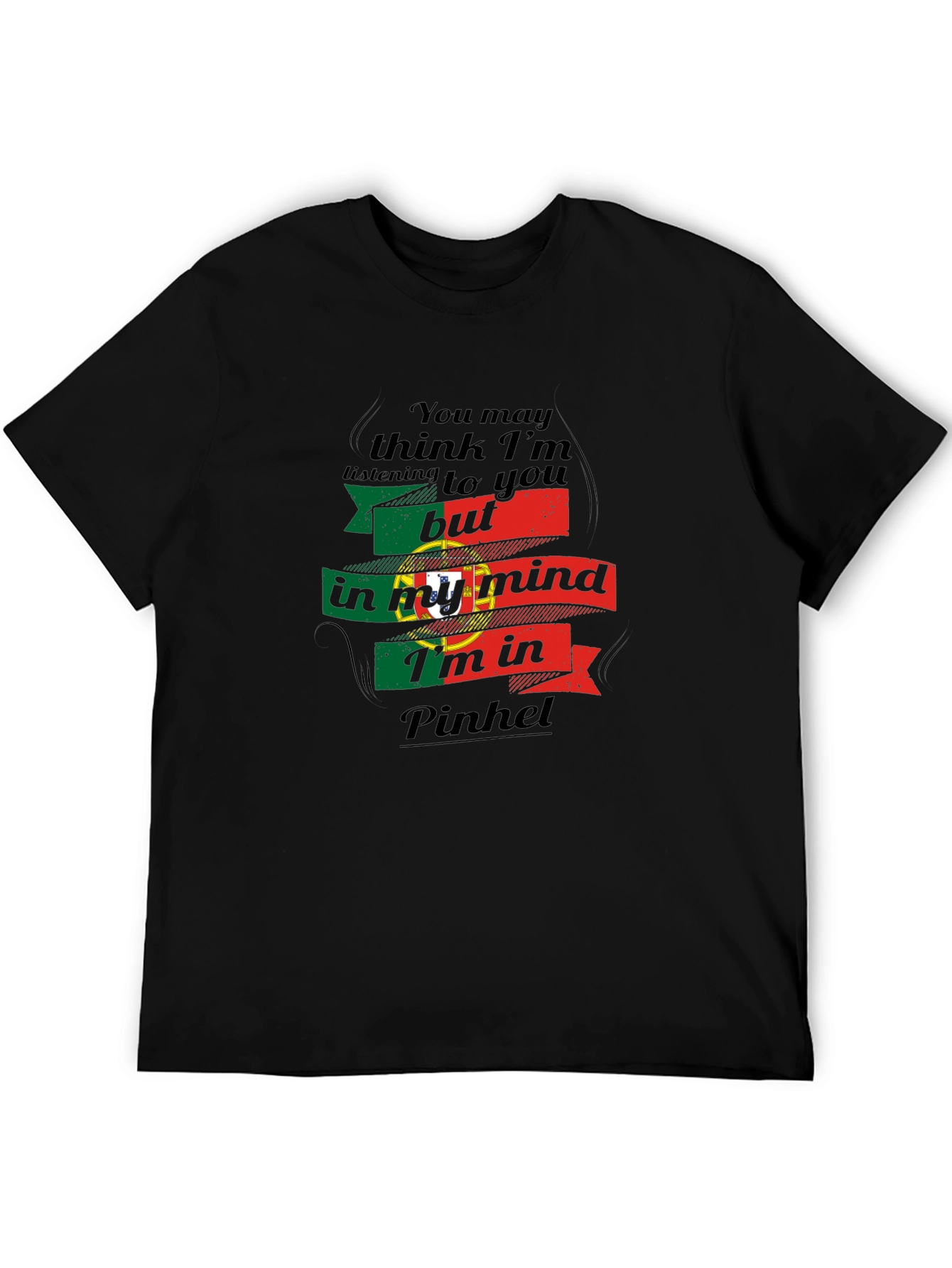 Pinhel Portugal Mind T-Shirt - Mens Black Tee