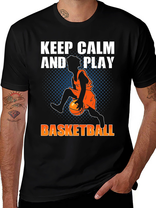 Keep Calm and Play Basketball Graphic T-Shirt