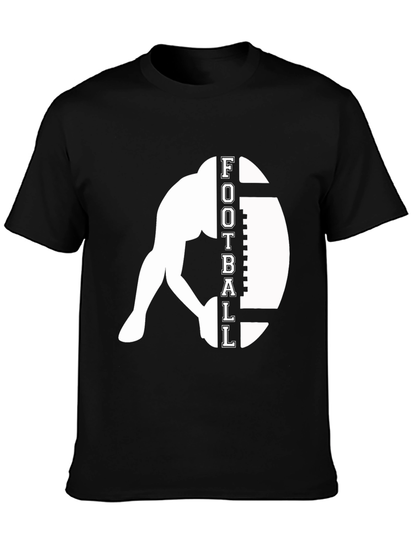 Football Player Graphic Tee - Black Cotton T-Shirt