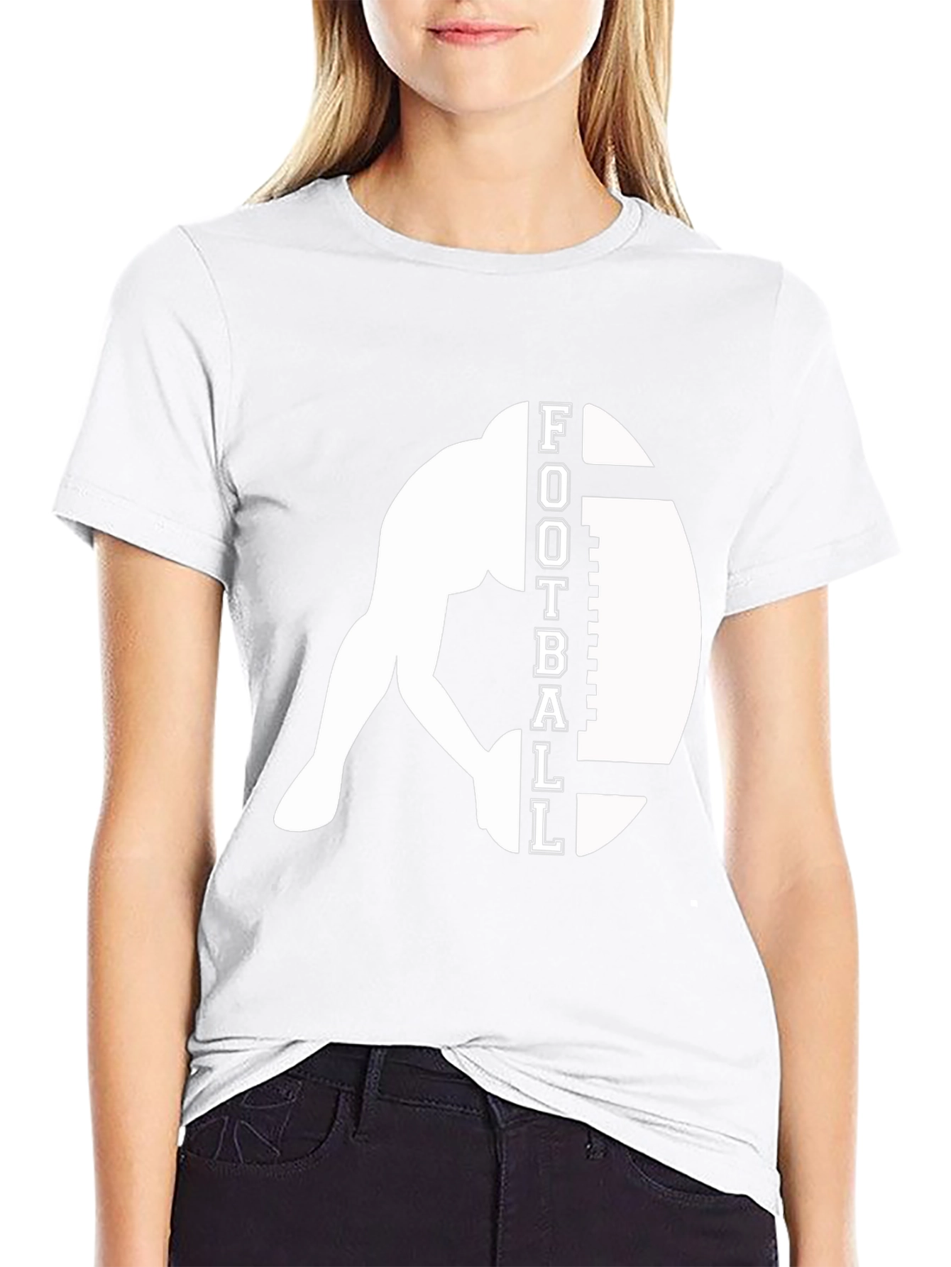 Football Player Graphic Tee - Black Cotton T-Shirt