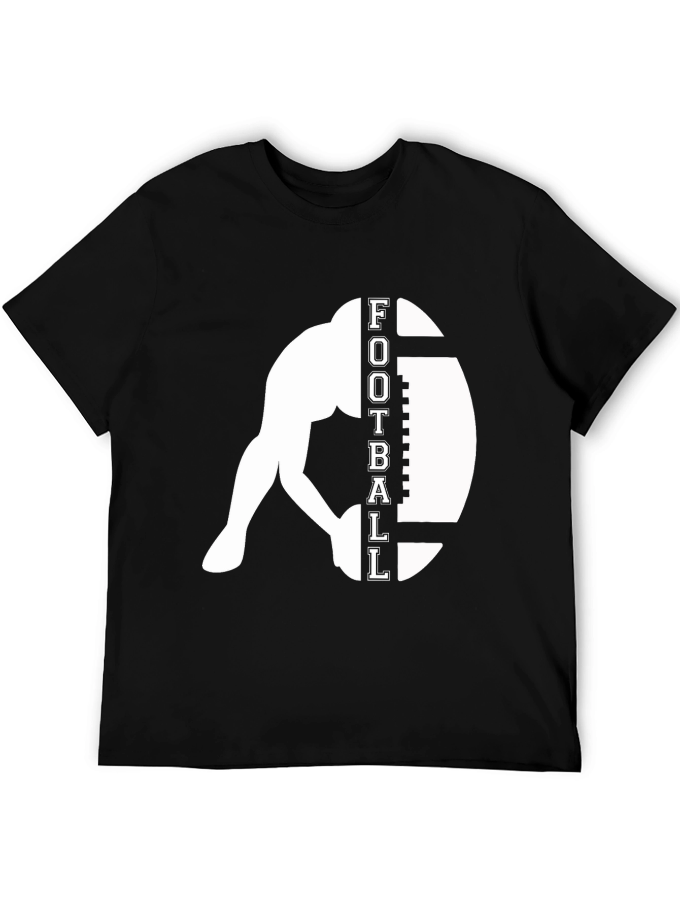 Football Player Graphic Tee - Black Cotton T-Shirt