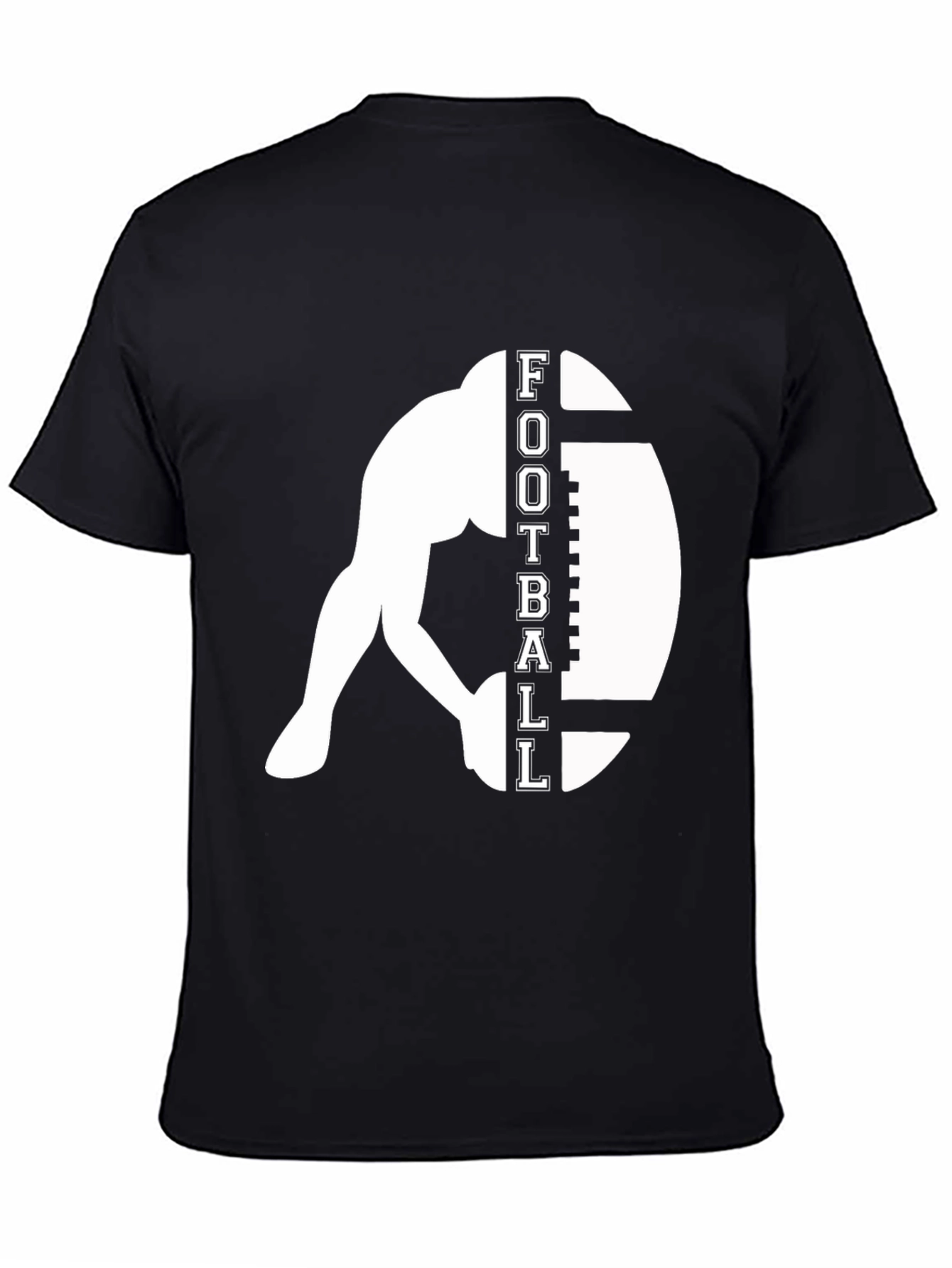 Football Player Graphic Tee - Black Cotton T-Shirt