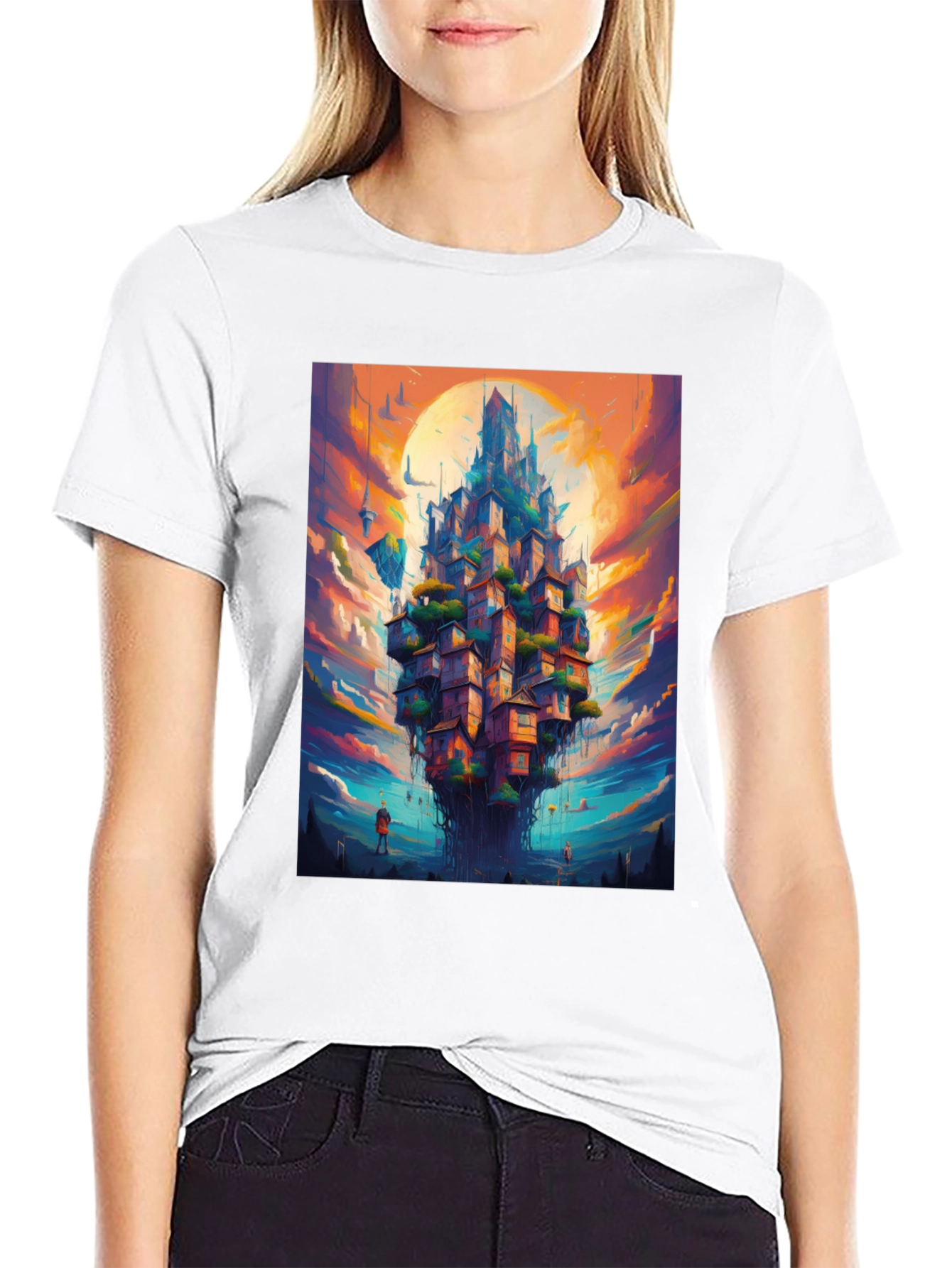 Fantasy Floating City Graphic T-Shirt