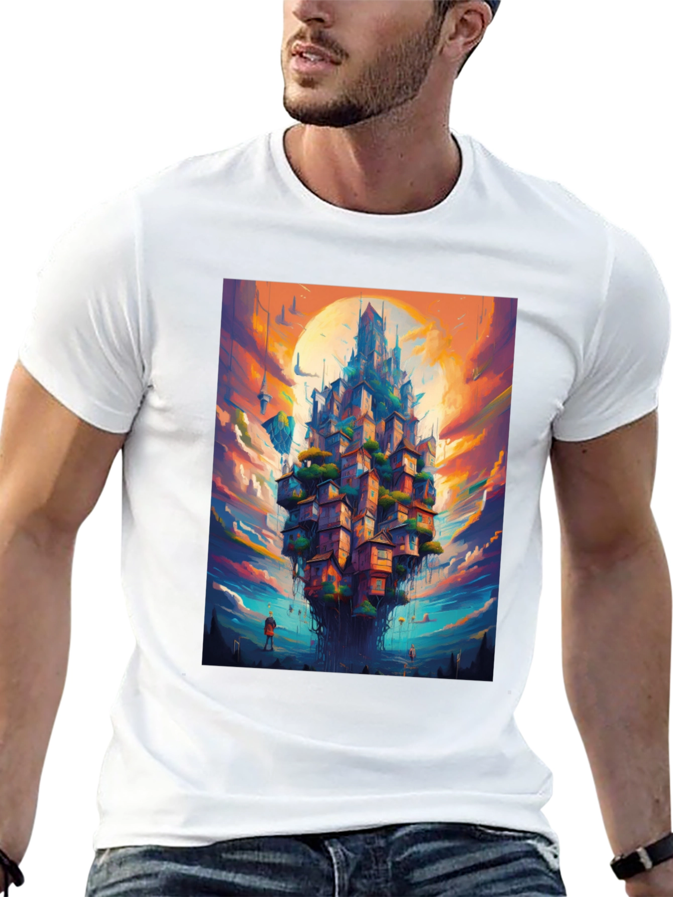 Fantasy Floating City Graphic T-Shirt