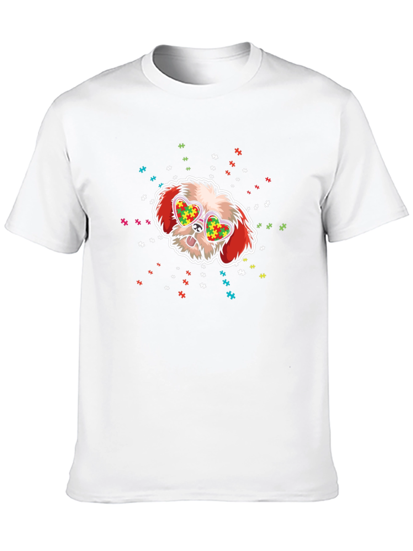 Autism Awareness Dog Heart Glasses T-Shirt