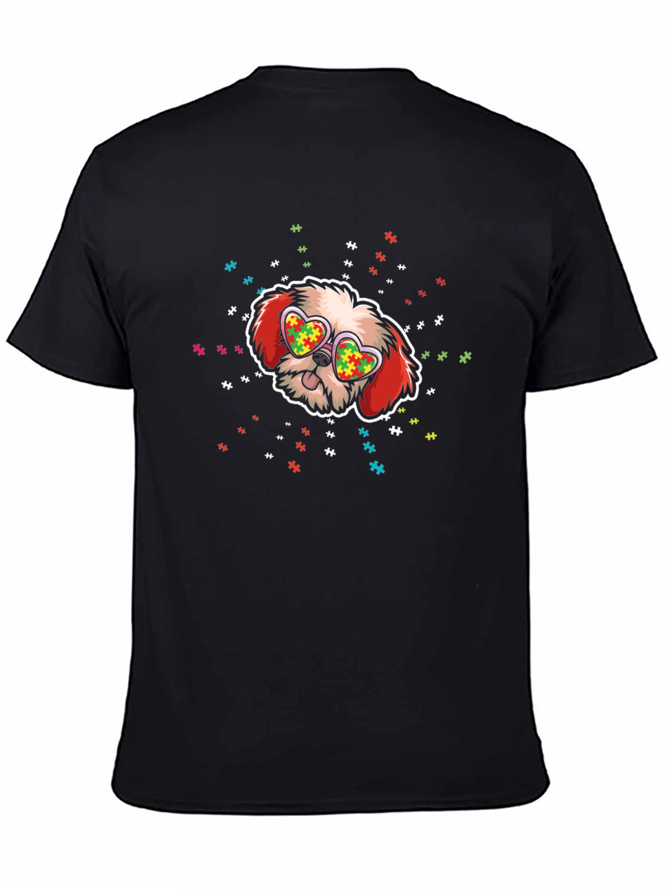 Autism Awareness Dog Heart Glasses T-Shirt