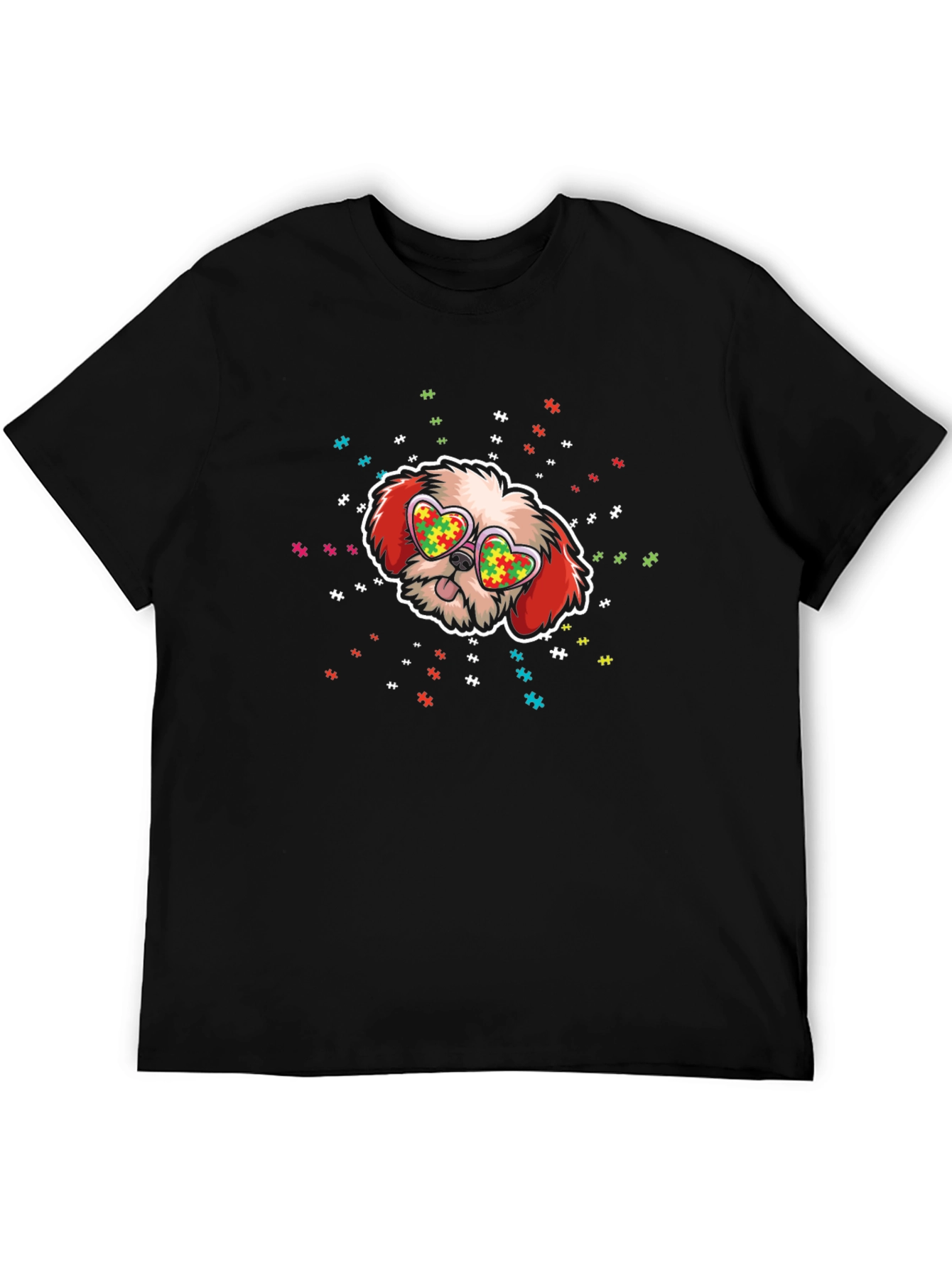 Autism Awareness Dog Heart Glasses T-Shirt