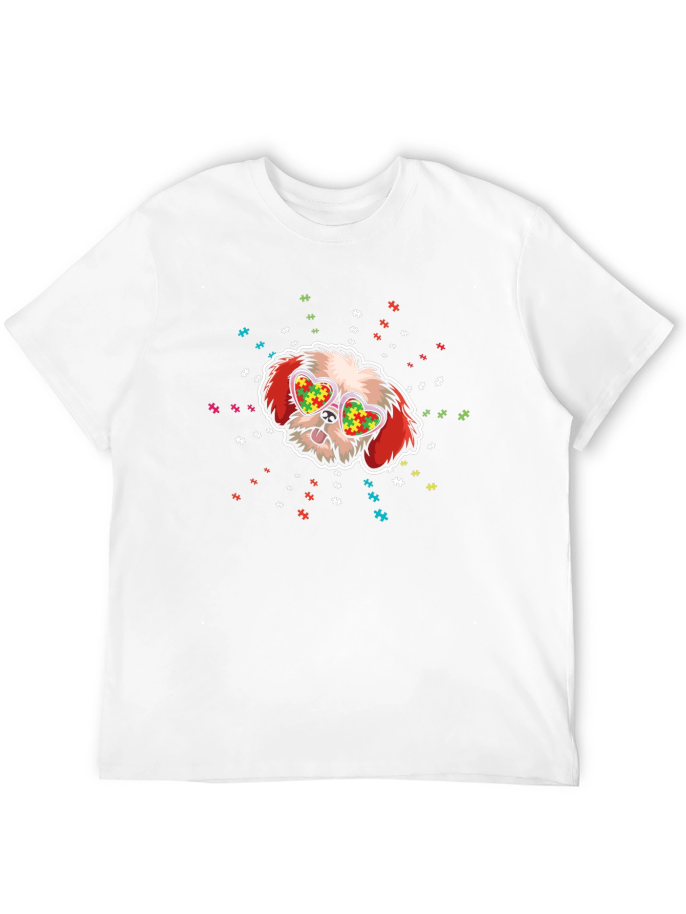 Autism Awareness Dog Heart Glasses T-Shirt