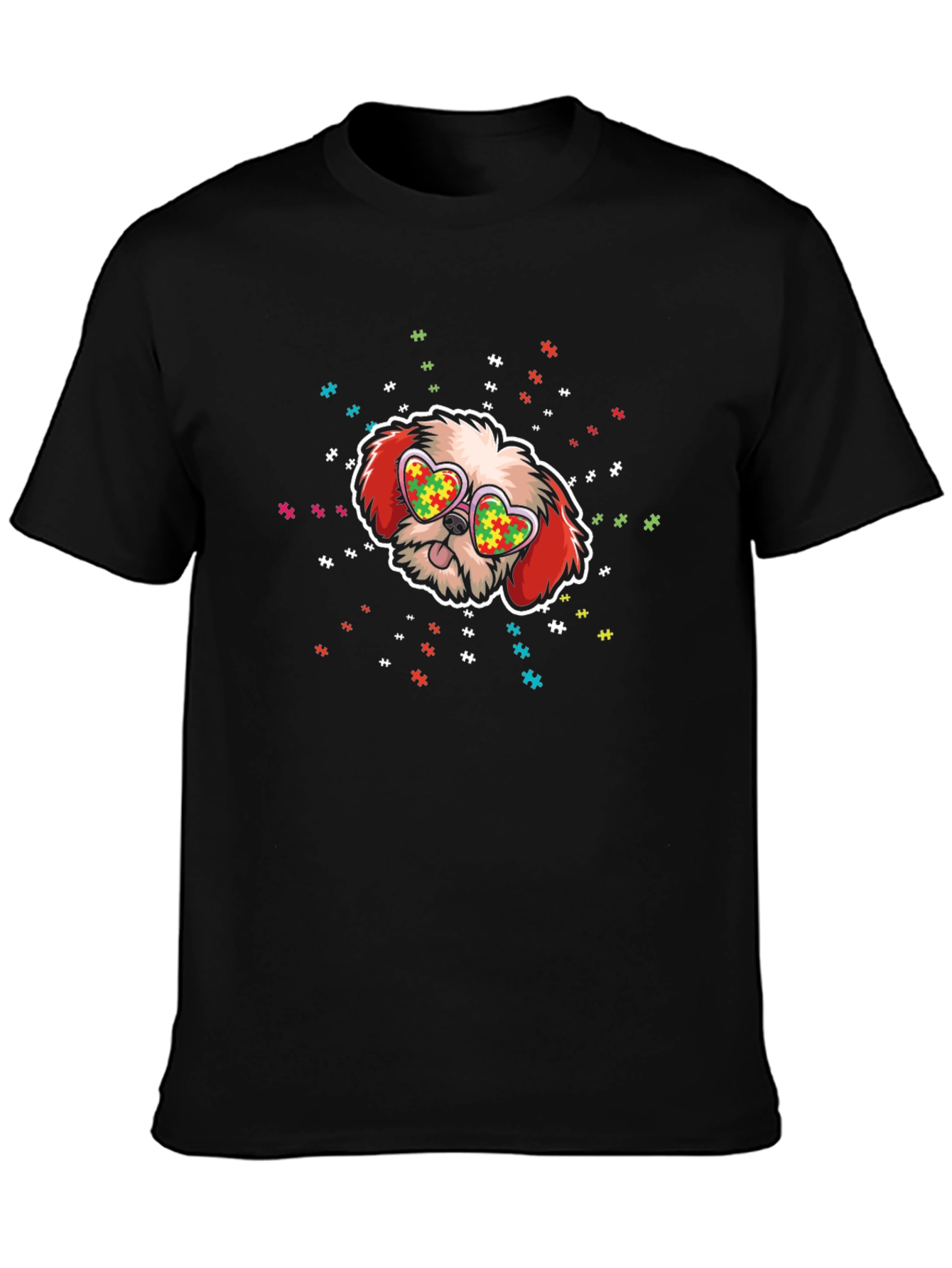 Autism Awareness Dog Heart Glasses T-Shirt