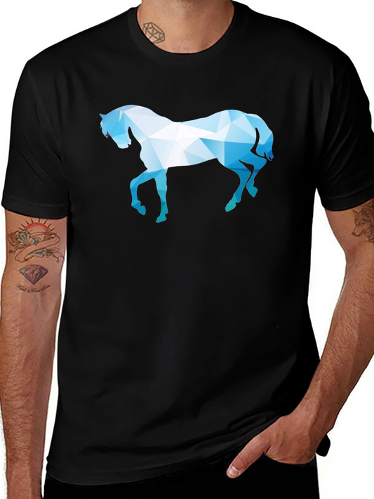 Geometric Horse Graphic Black T-Shirt