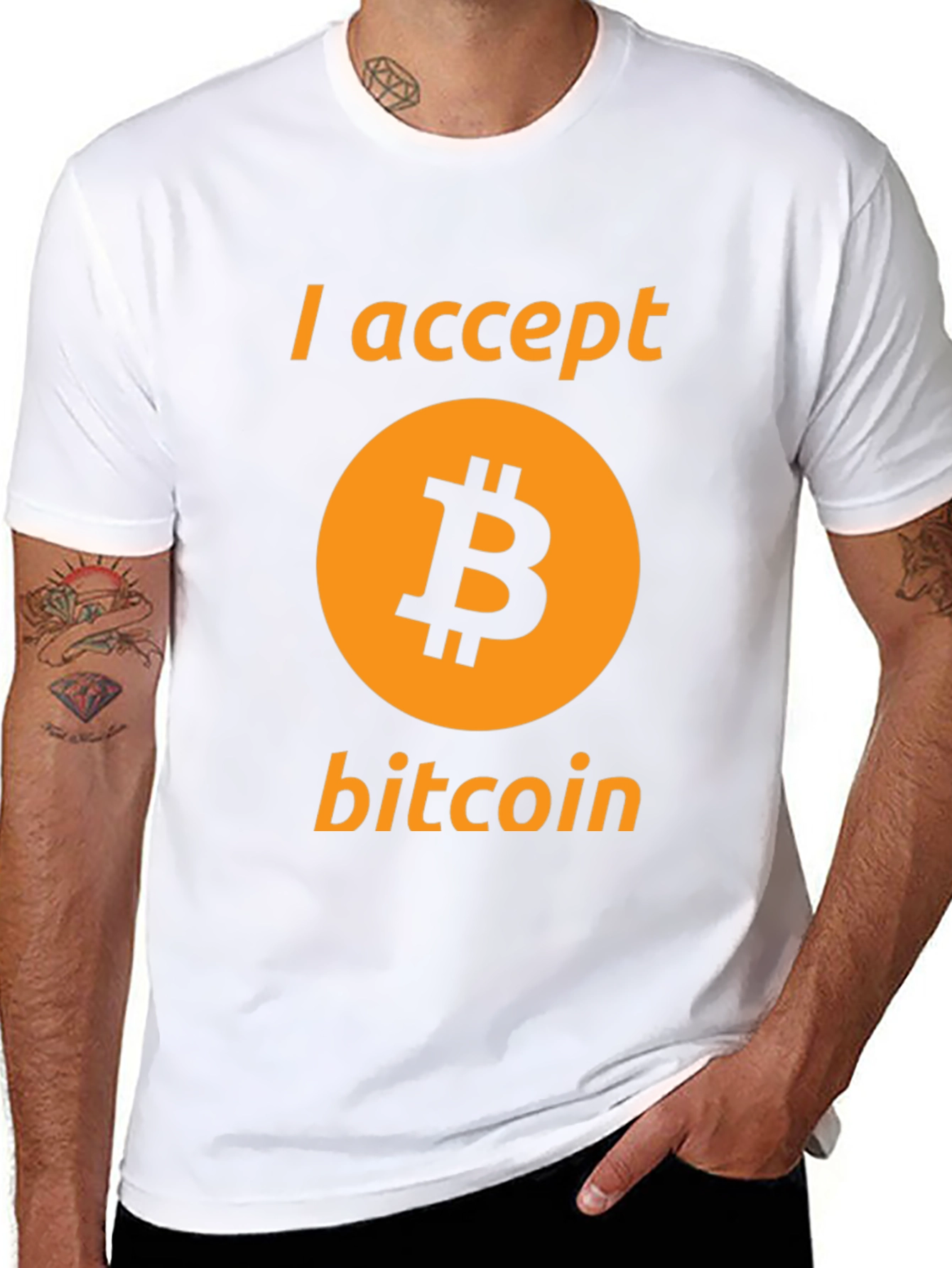 I Accept Bitcoin Black T-Shirt Cryptocurrency