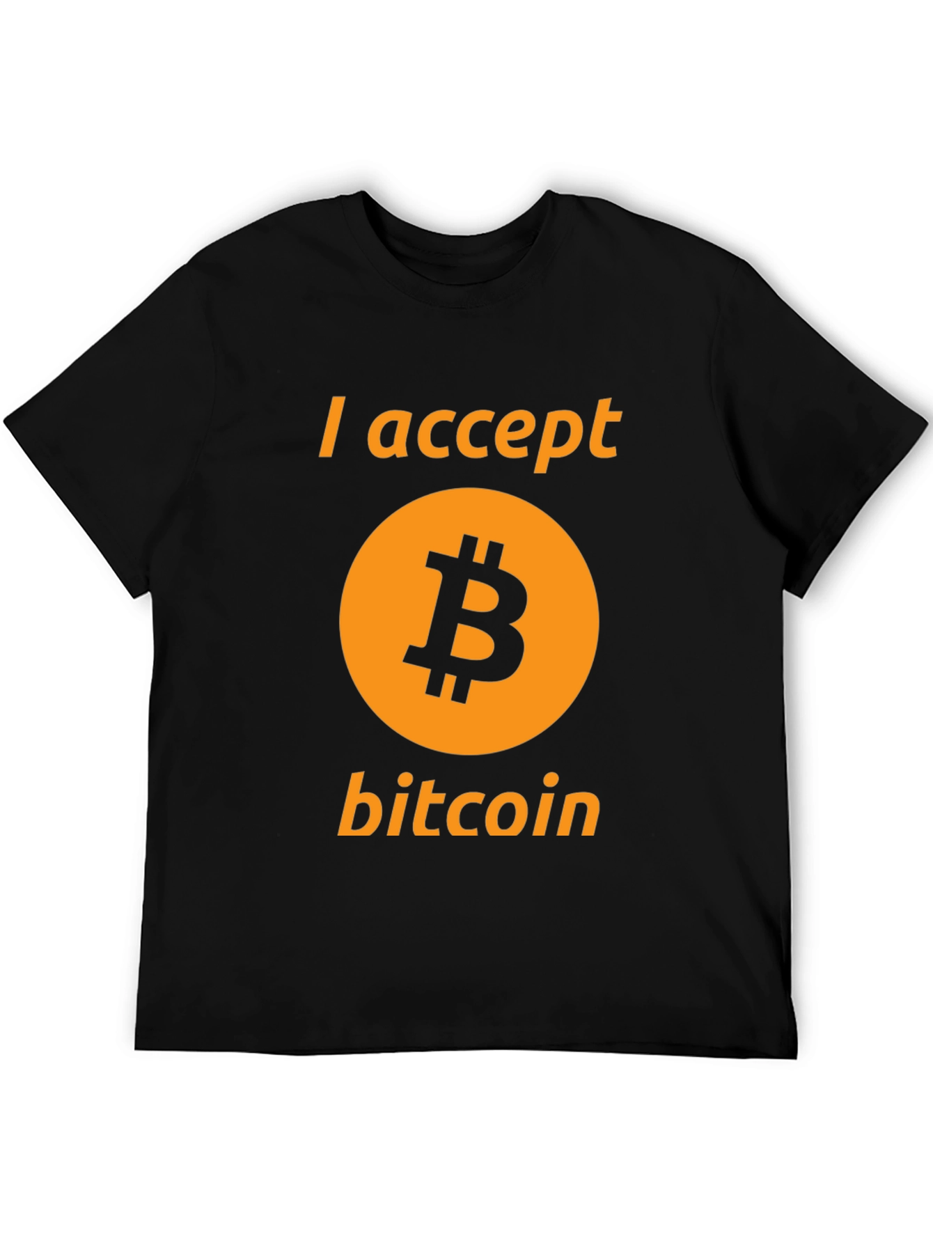 I Accept Bitcoin Black T-Shirt Cryptocurrency