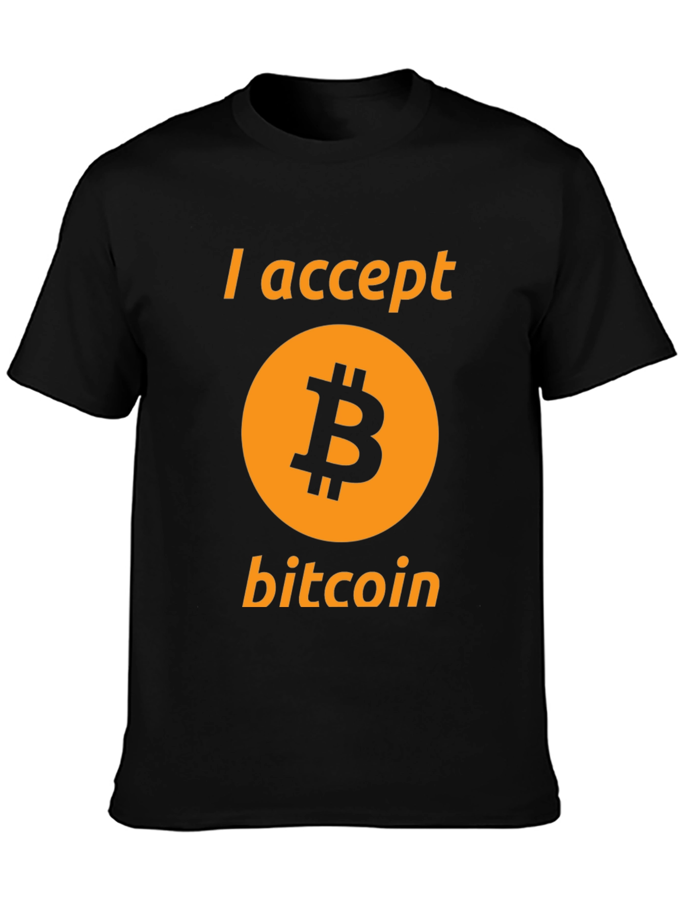I Accept Bitcoin Black T-Shirt Cryptocurrency