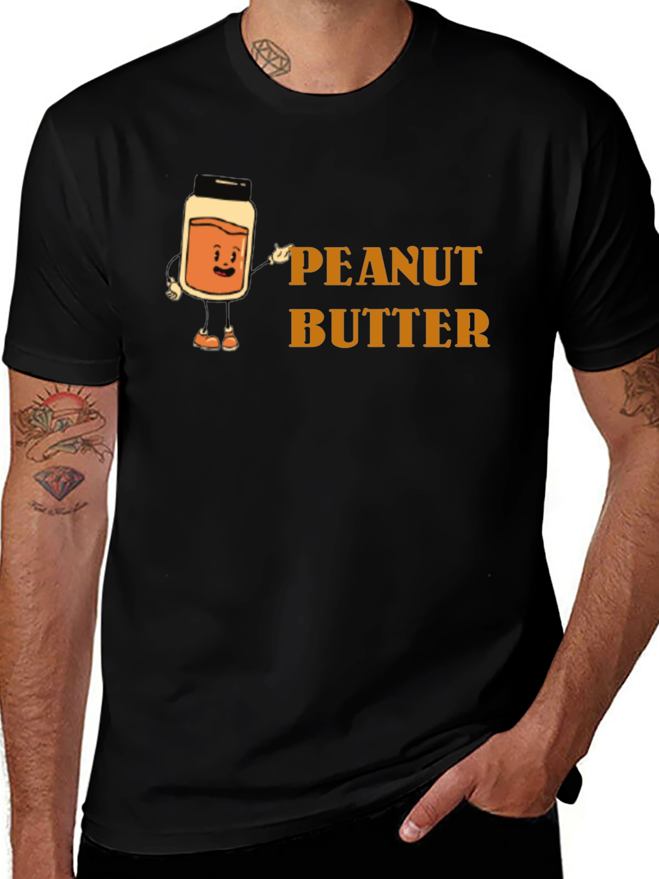 Peanut Butter Cartoon Graphic Tee - Black