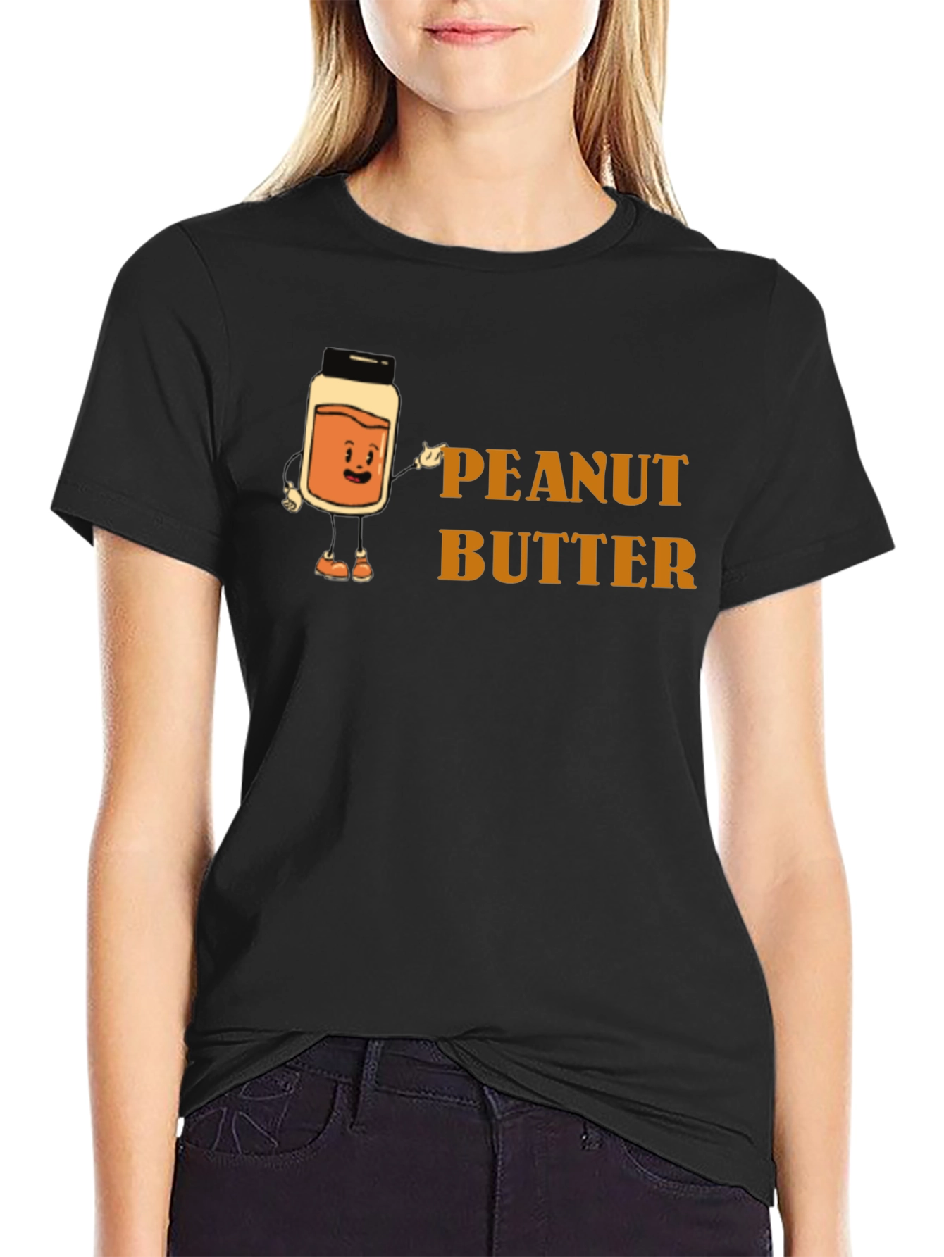 Peanut Butter Cartoon Graphic Tee - Black