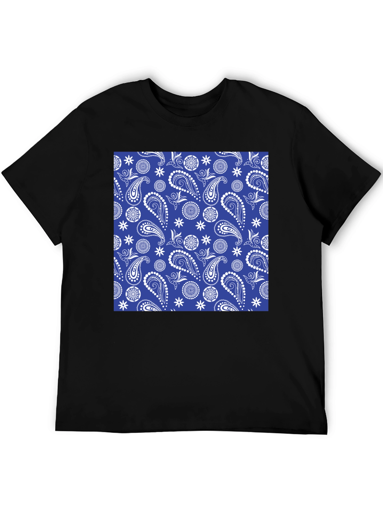 Blue Paisley Print T-Shirt - Stylish Casual Wear