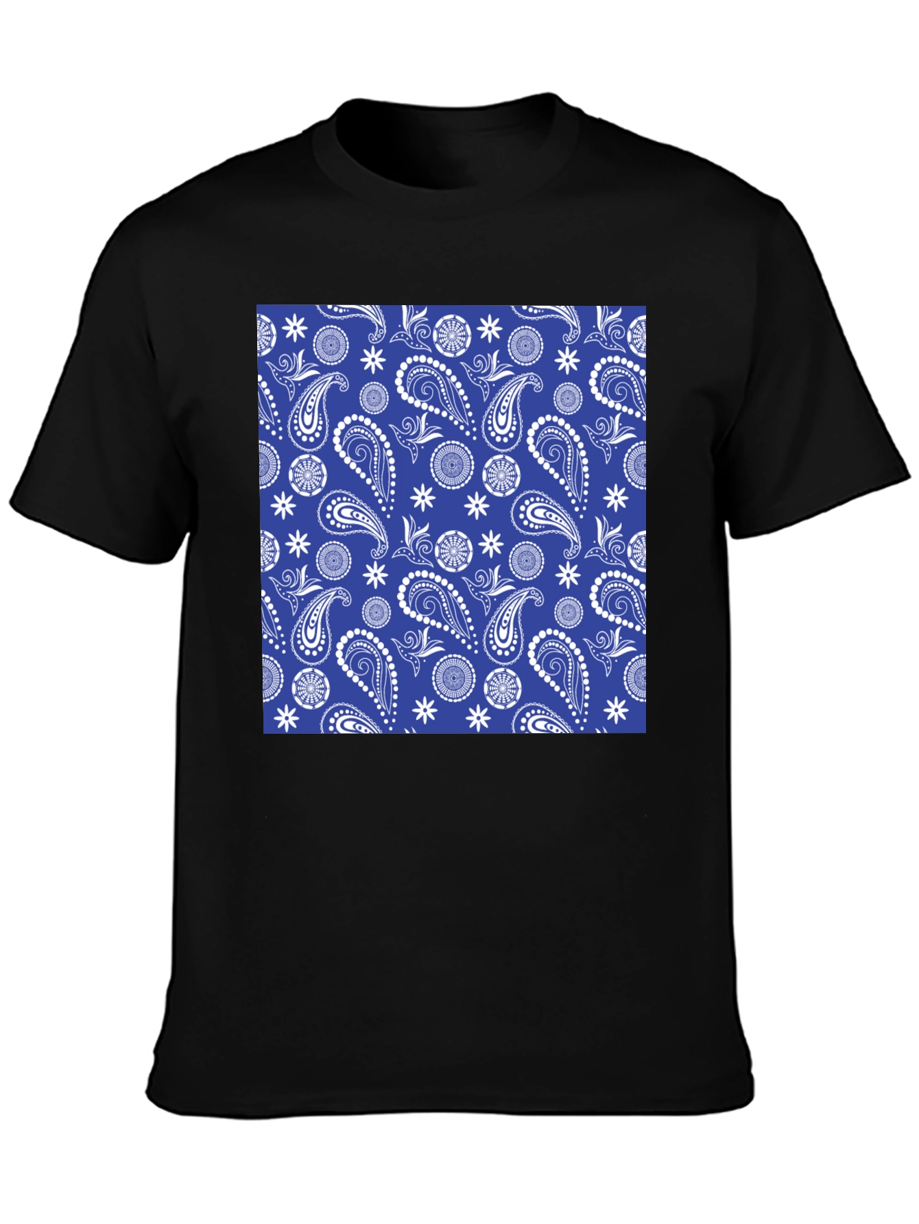 Blue Paisley Print T-Shirt - Stylish Casual Wear
