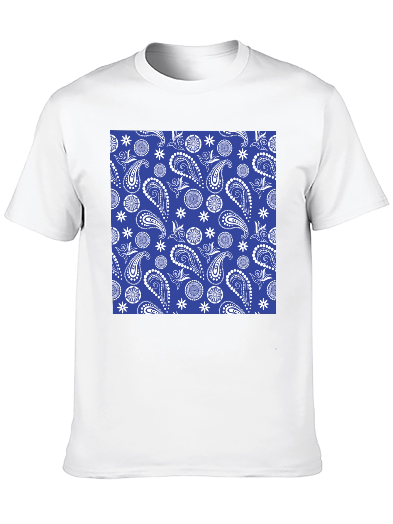 Blue Paisley Print T-Shirt - Stylish Casual Wear