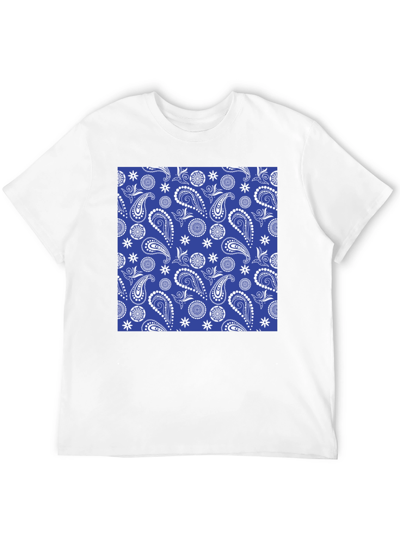 Blue Paisley Print T-Shirt - Stylish Casual Wear