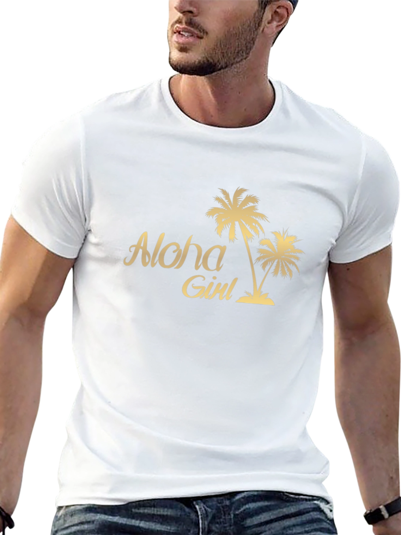 Aloha Girl Graphic Tee - Tropical Palm Tree T-Shirt