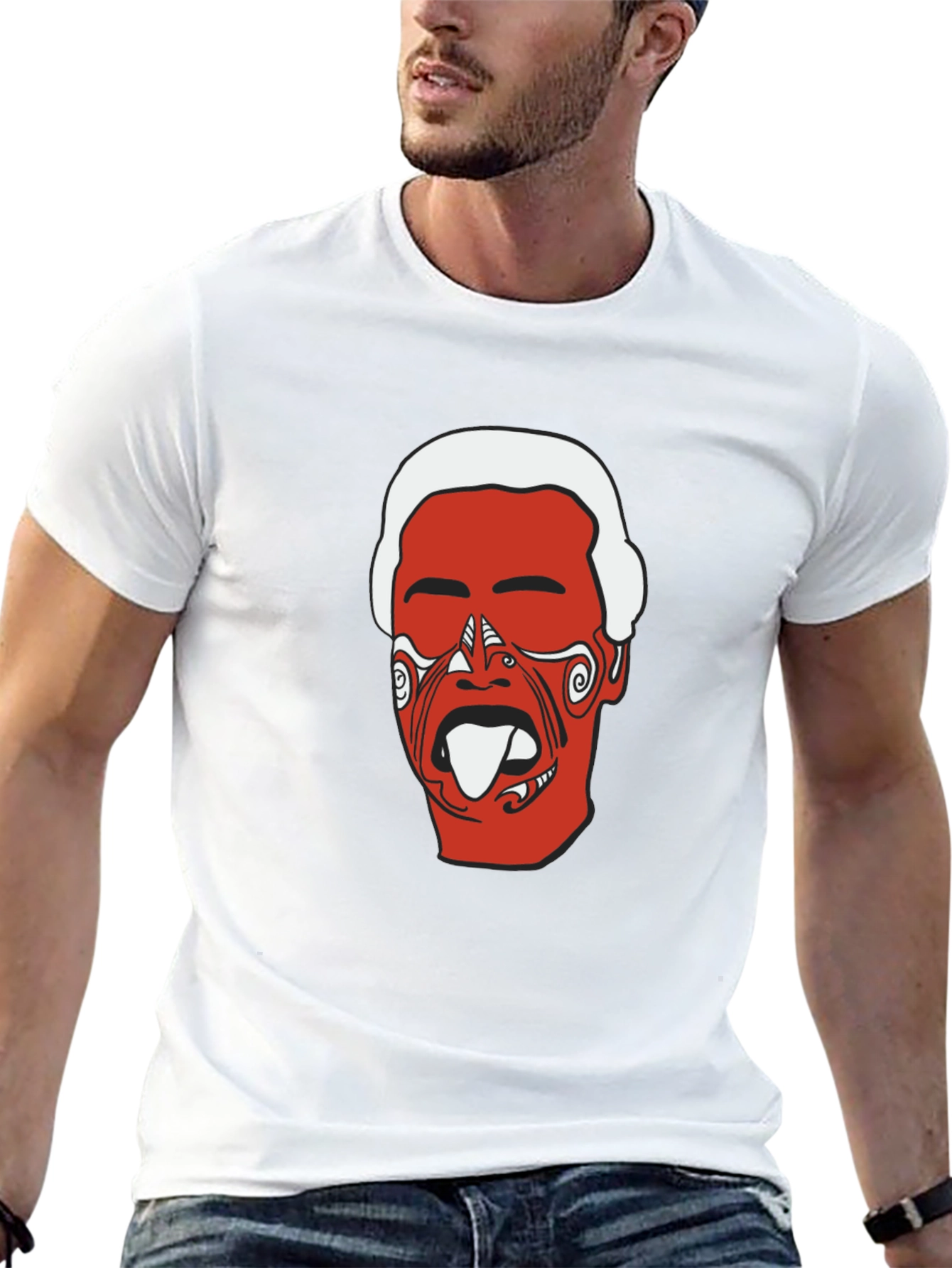 Maori Haka Face Black T-Shirt