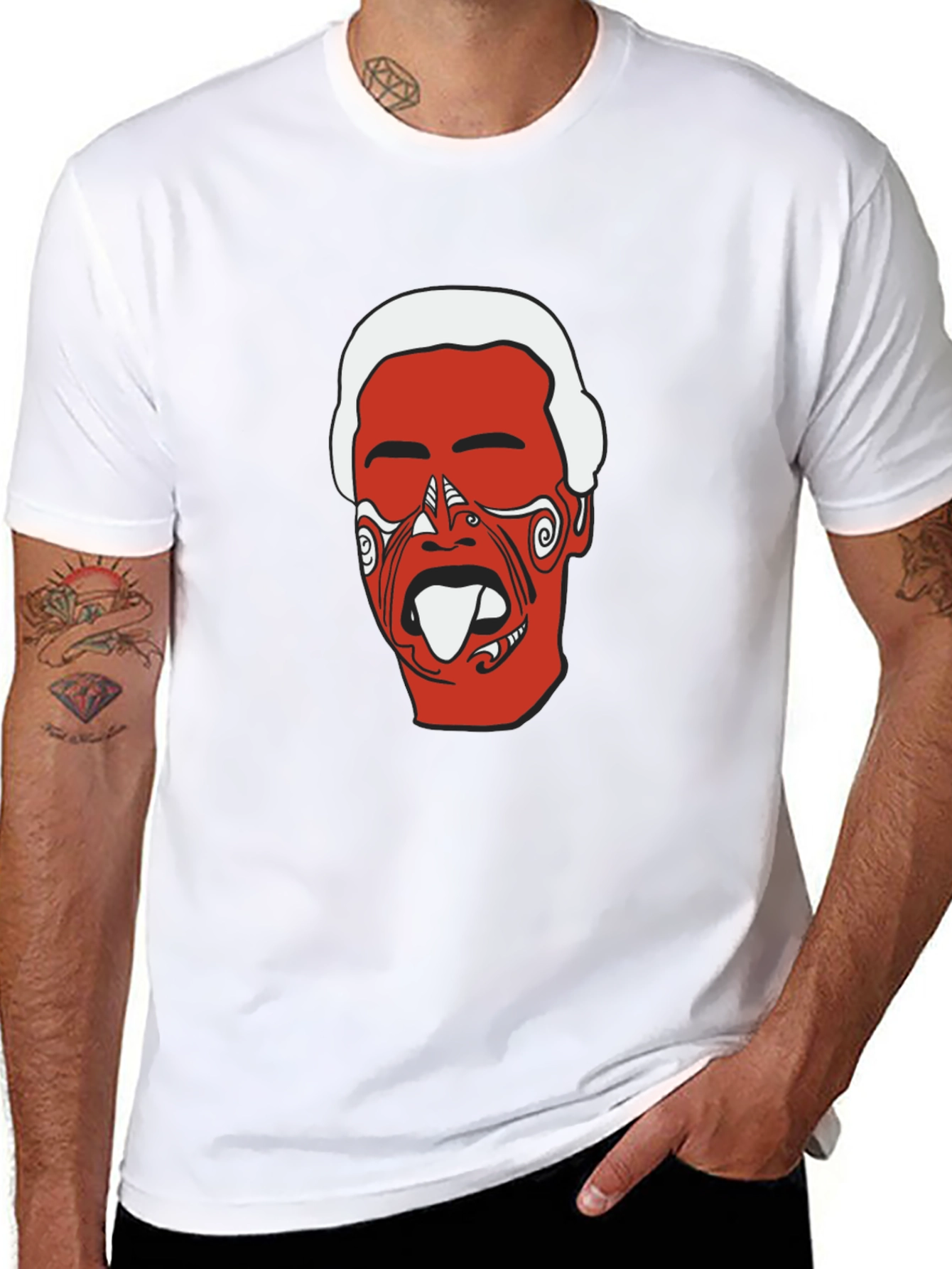 Maori Haka Face Black T-Shirt