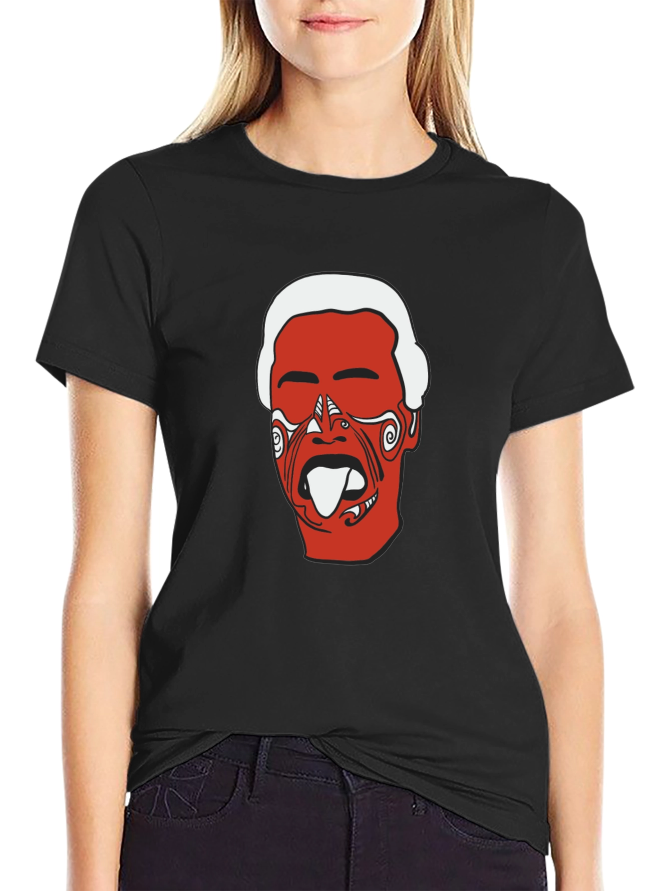 Maori Haka Face Black T-Shirt