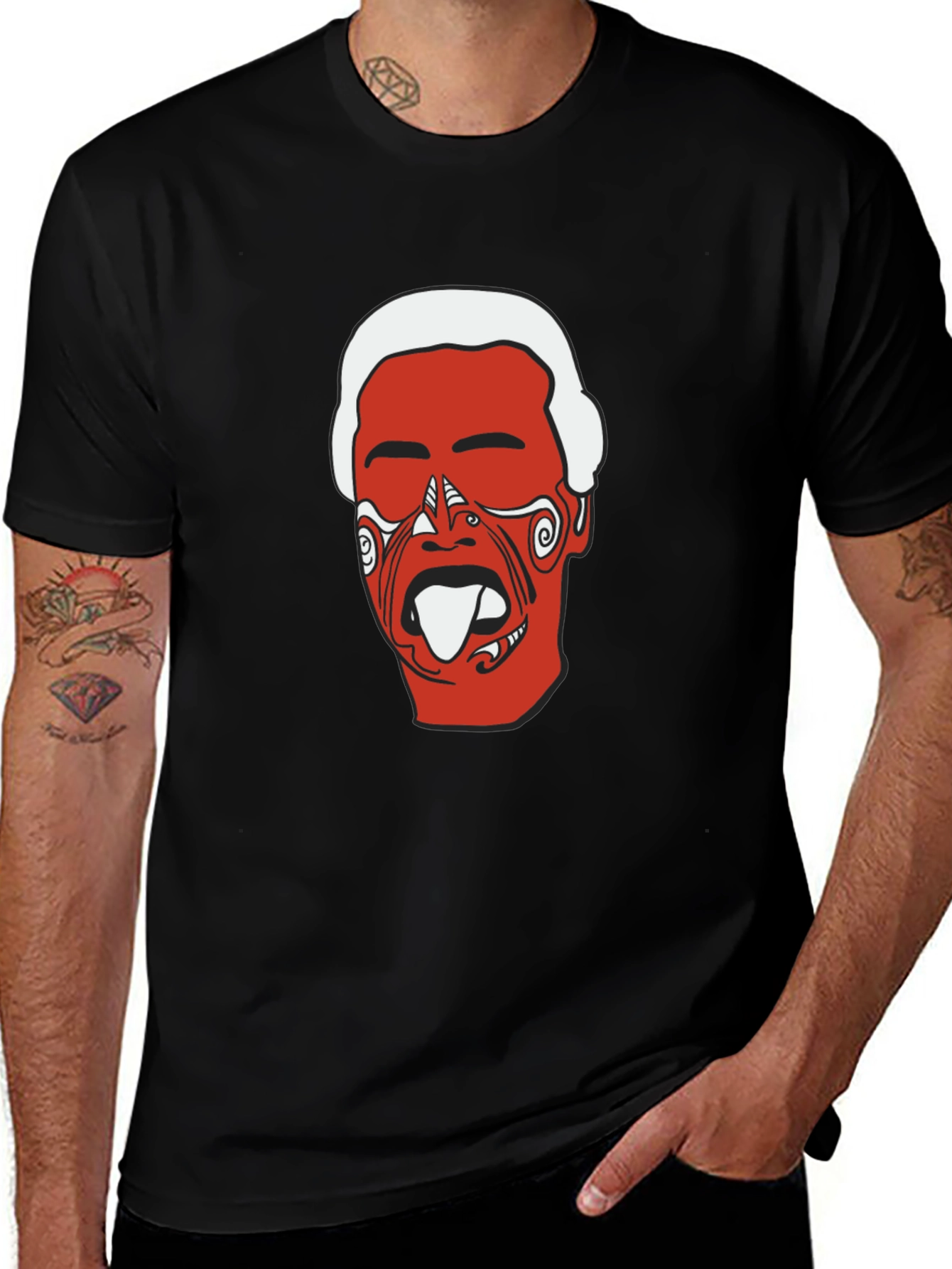 Maori Haka Face Black T-Shirt