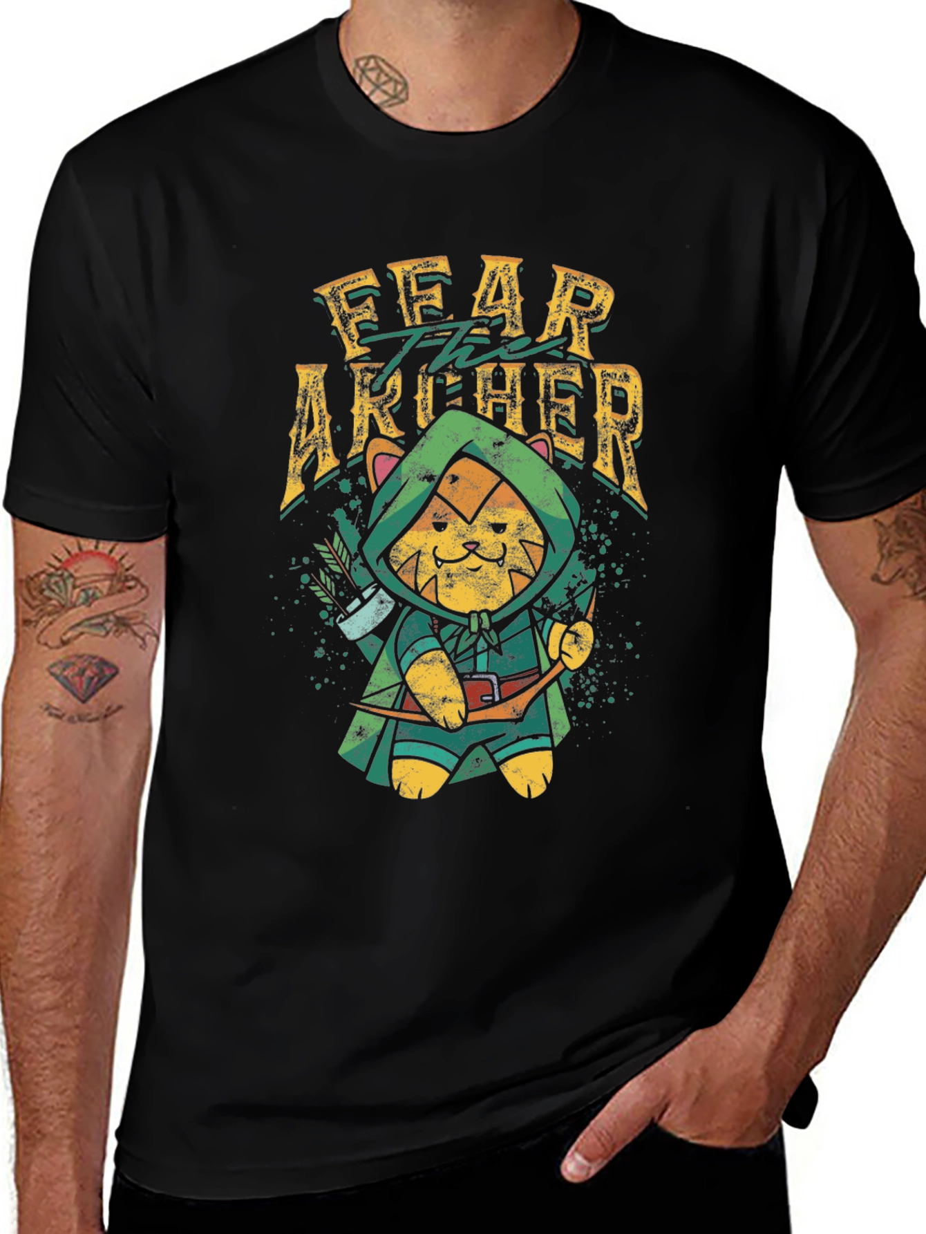 Fear the Archer T-Shirt: Cat Robin Hood Design
